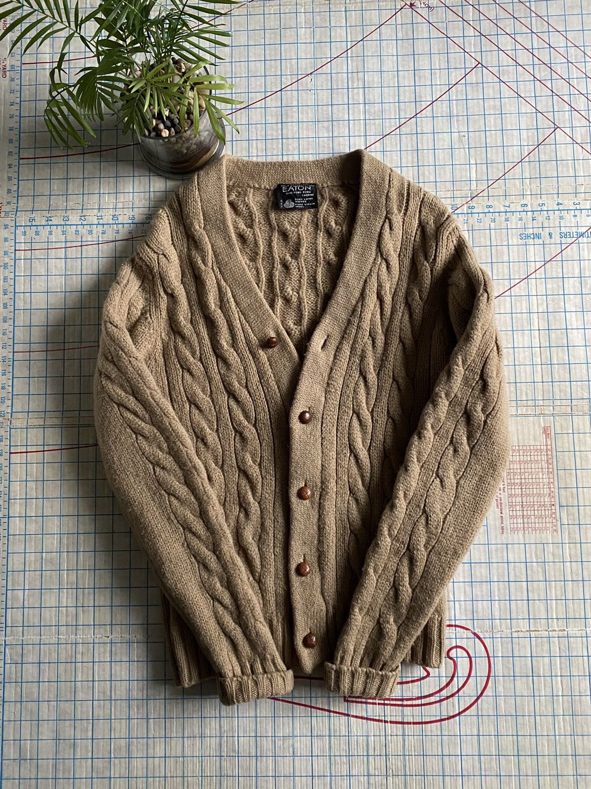 Eaton Vintage Eaton Tan Brown Heavyweight Wool Cardigan Womens XL Size XL / US 12-14 / IT 48-50 - 2 Thumbnail