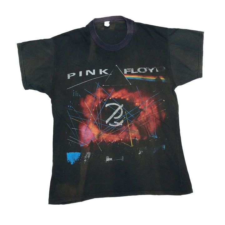 image of Band Tees x Pink Floyd 80's Vintage Concert Faded Band Laser Tour T-Shirt in Black (Size Medium)
