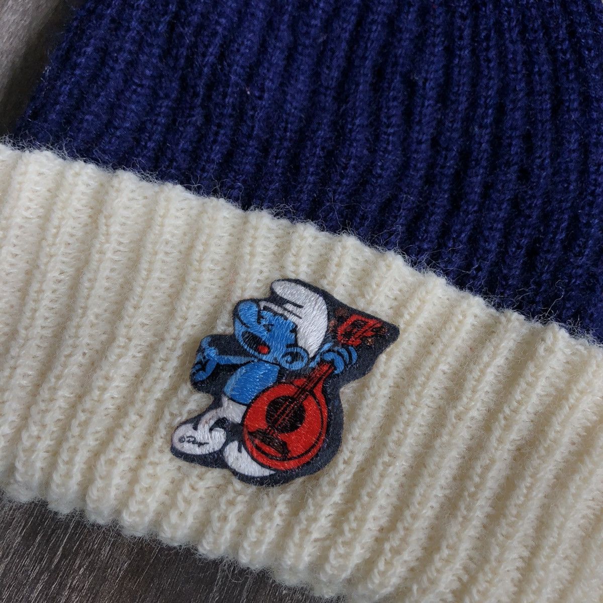 Vintage Vintage 1980s The Smurfs Logo Beanie Pom Hat Orlon Acrylic Size ONE SIZE - 3 Thumbnail