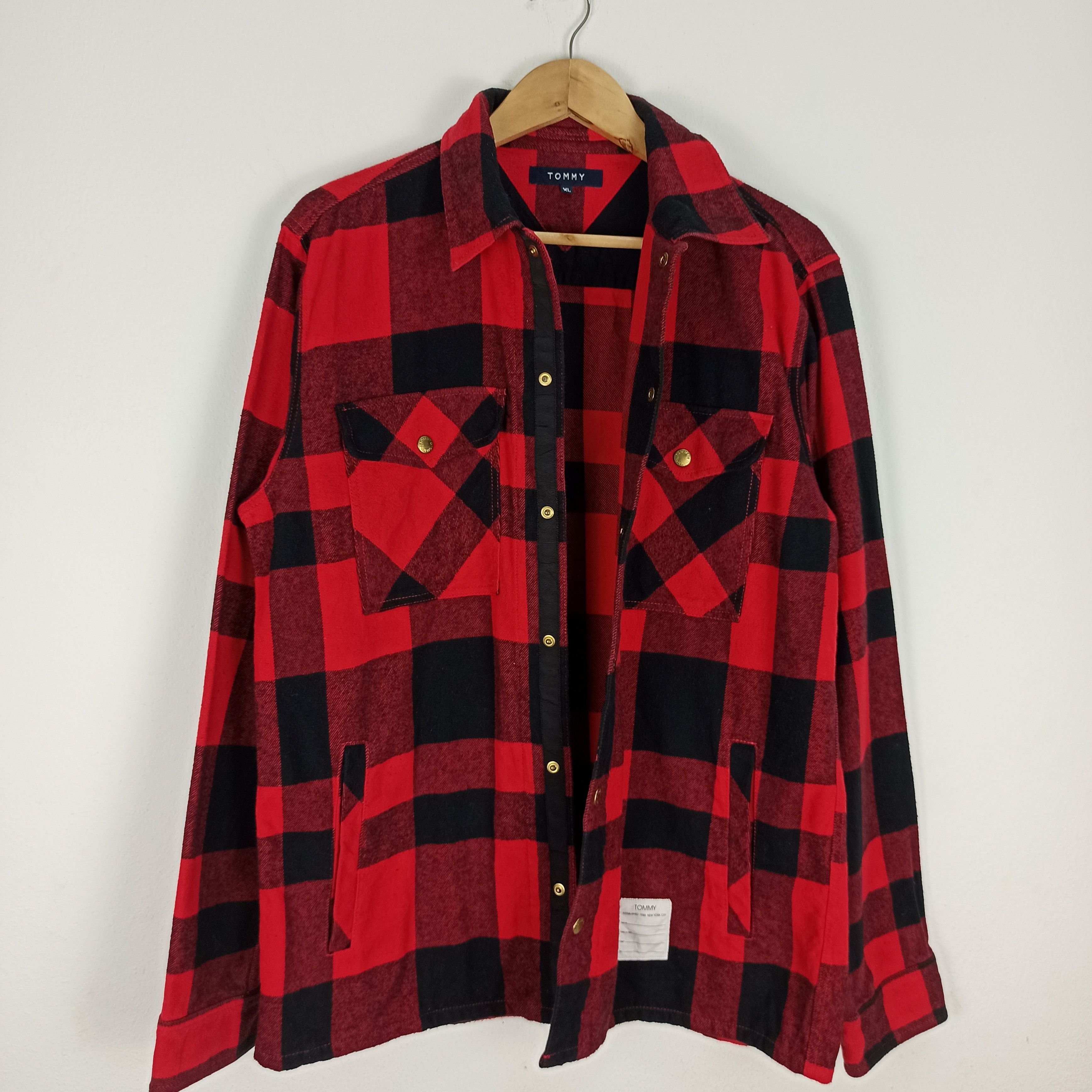 Tommy Hilfiger 🔥STEALS🔥 Rare TOMMY Sherpa Lined Flannel Shirt Jacket Size US XL / EU 56 / 4 - 6 Thumbnail