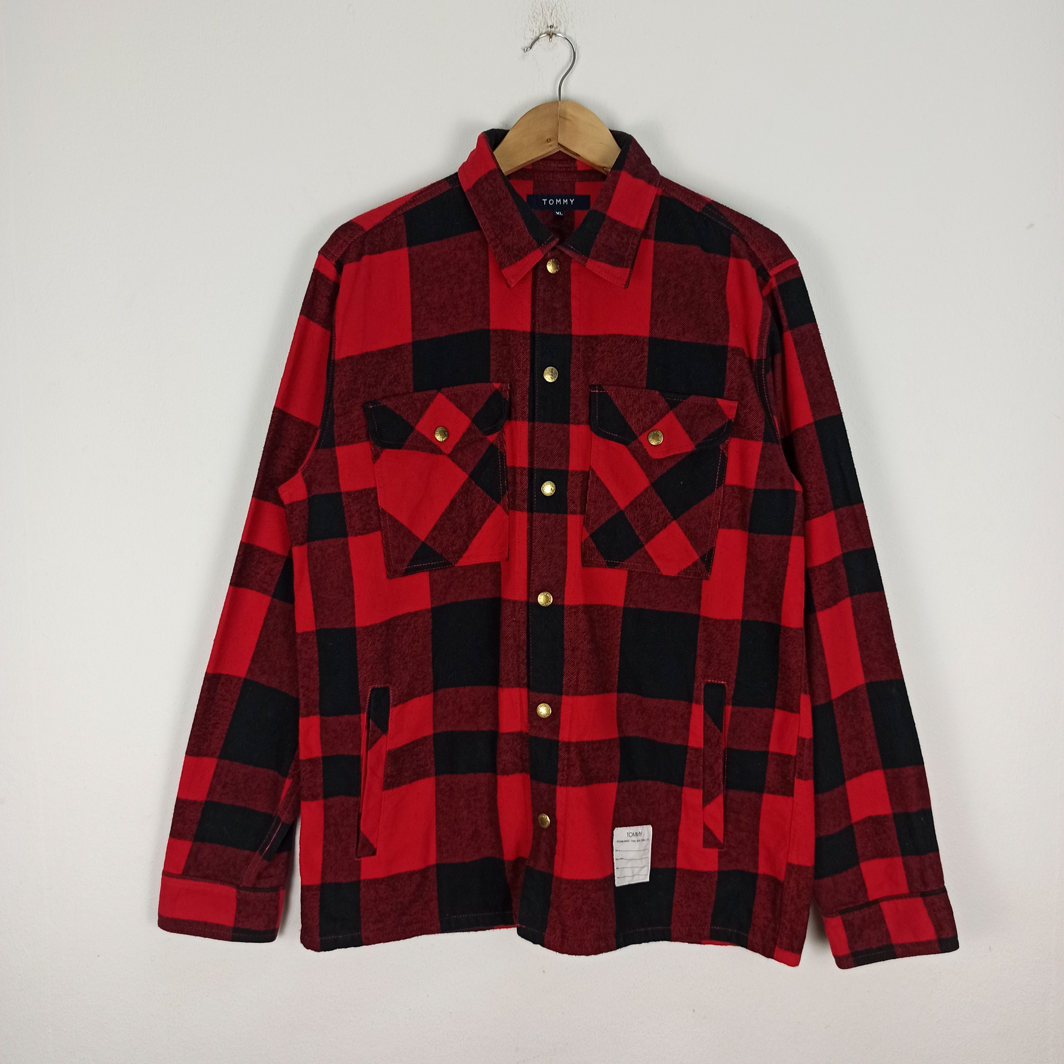 Tommy Hilfiger 🔥STEALS🔥 Rare TOMMY Sherpa Lined Flannel Shirt Jacket Size US XL / EU 56 / 4 - 1 Thumbnail