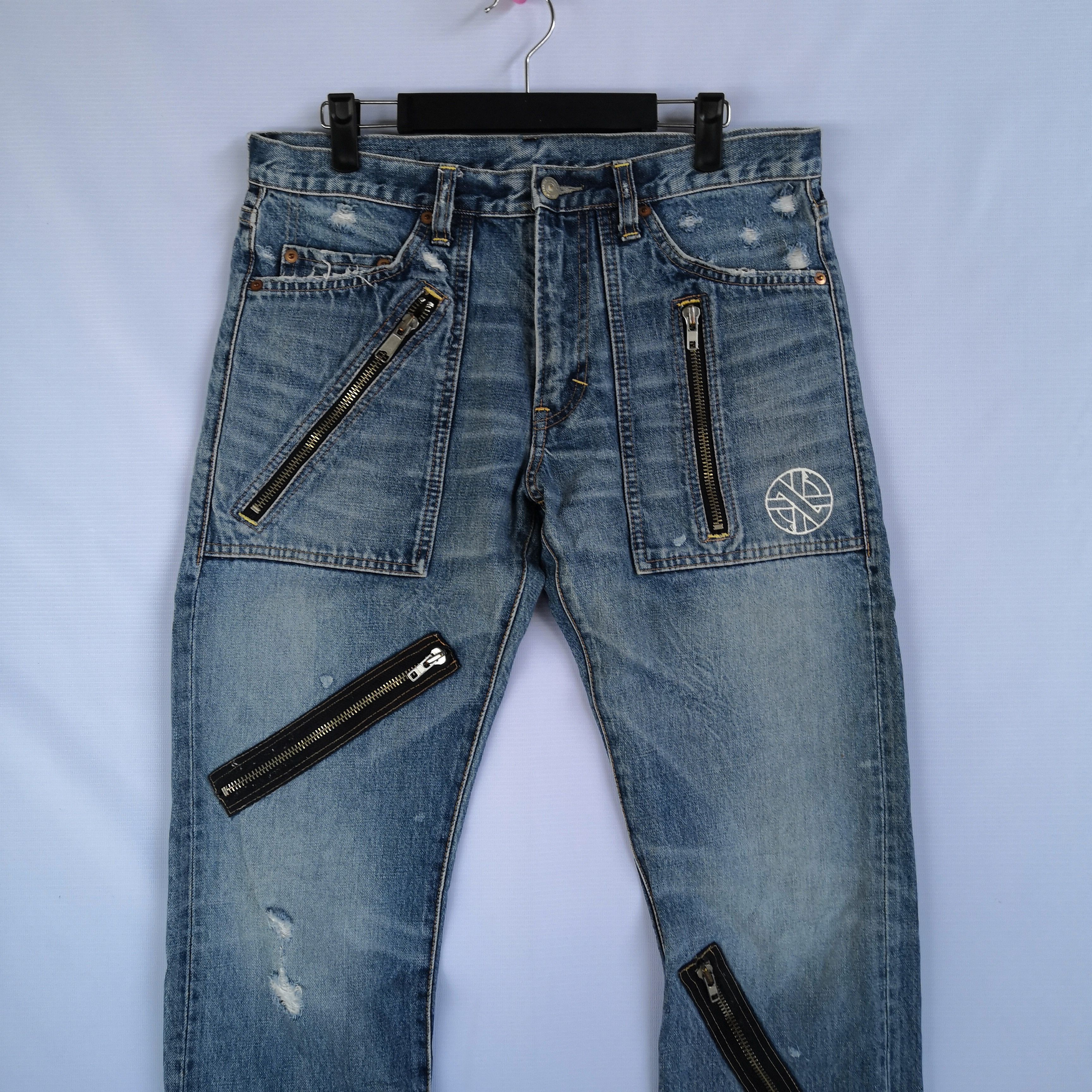 Japanese Brand Seditionaries Hard Core Denim Pants Multi Zipper Punk Jeans Size US 32 / EU 48 - 4 Thumbnail