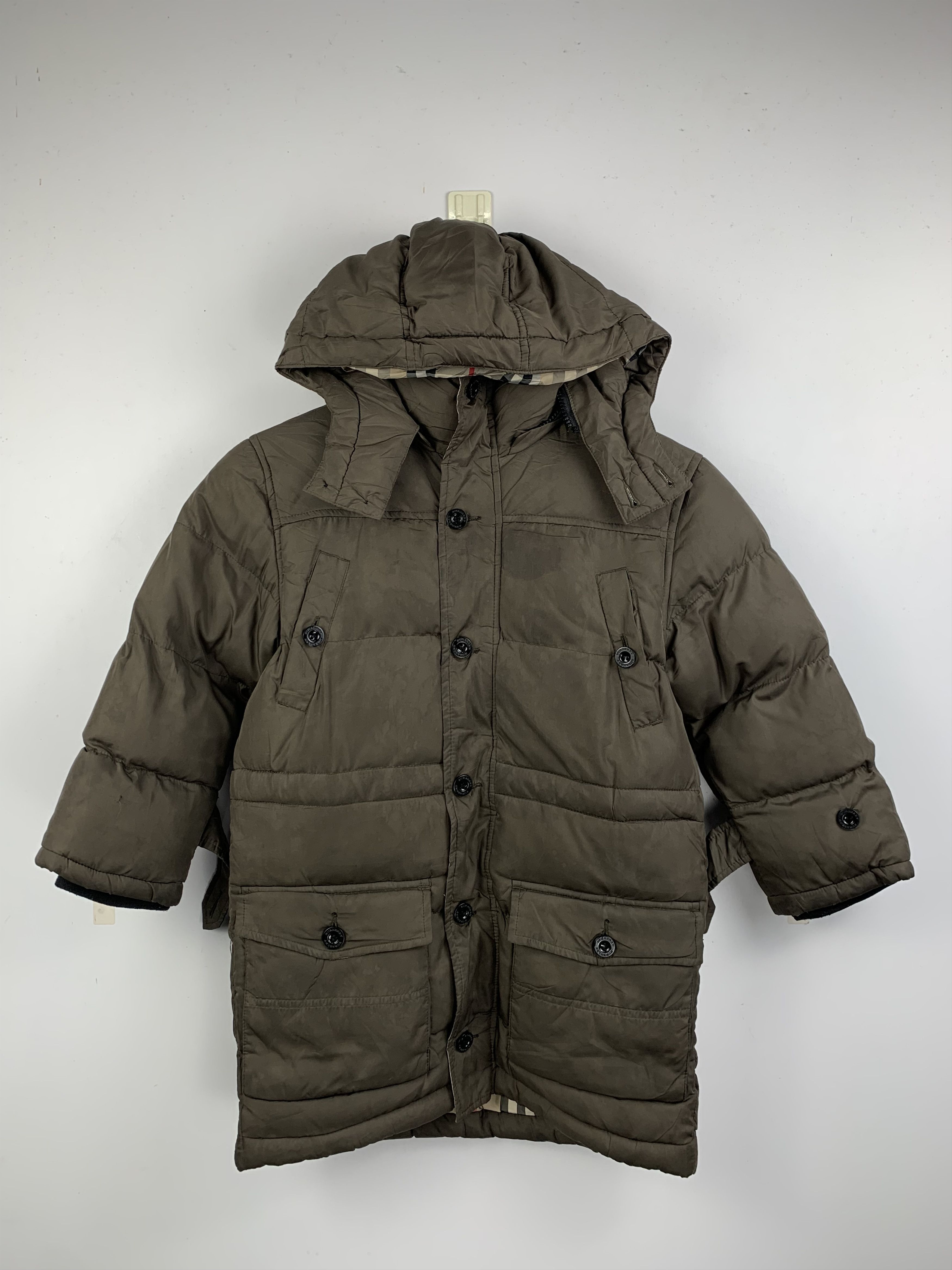 Vintage BURBERRY Kids Puffer Hoodie Zip Up Jacket Bombers