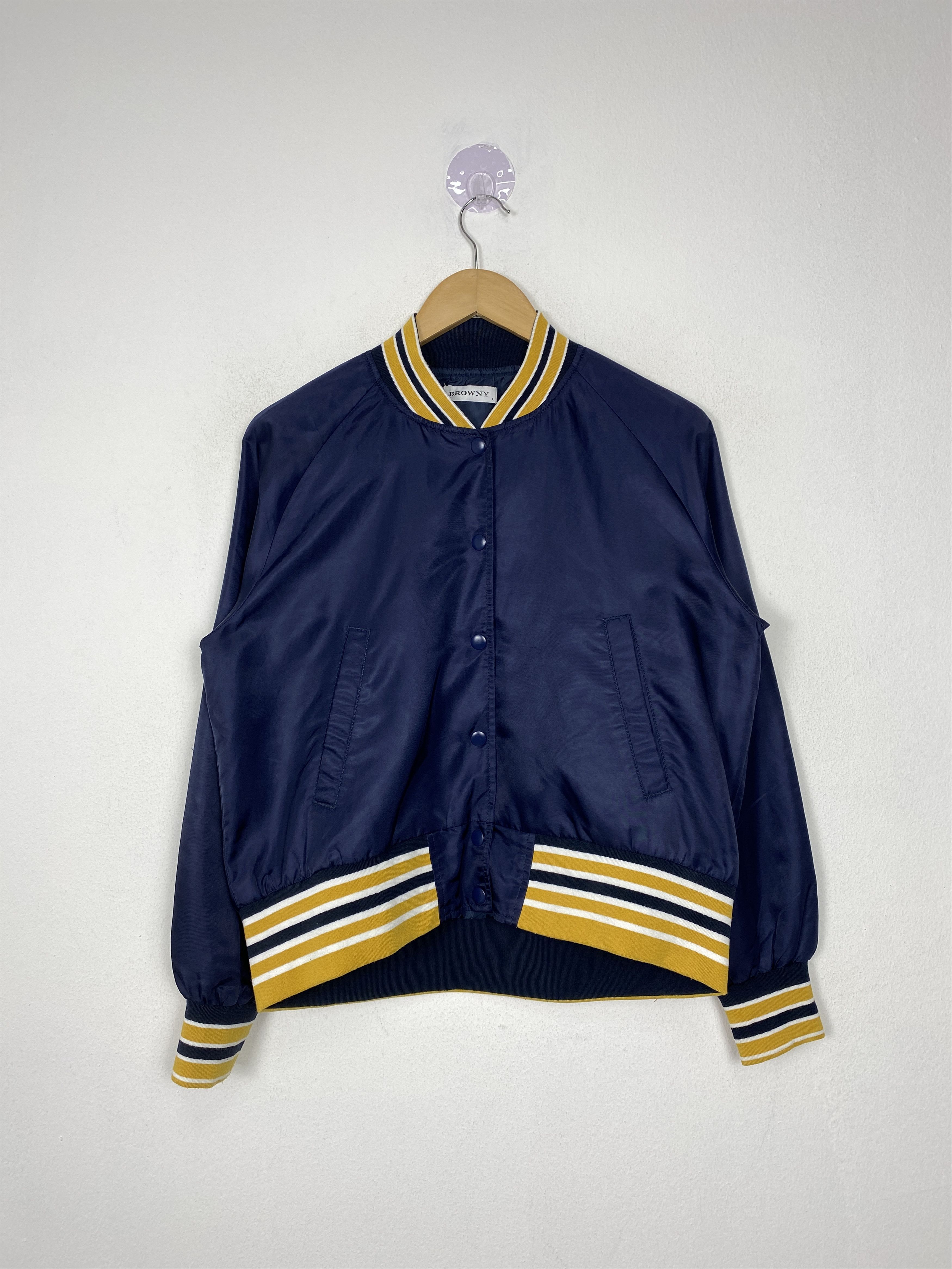 Japanese Brand Vintage Browny Button-Up Nylon Varsity Jacket Size US M / EU 48-50 / 2 - 1 Thumbnail