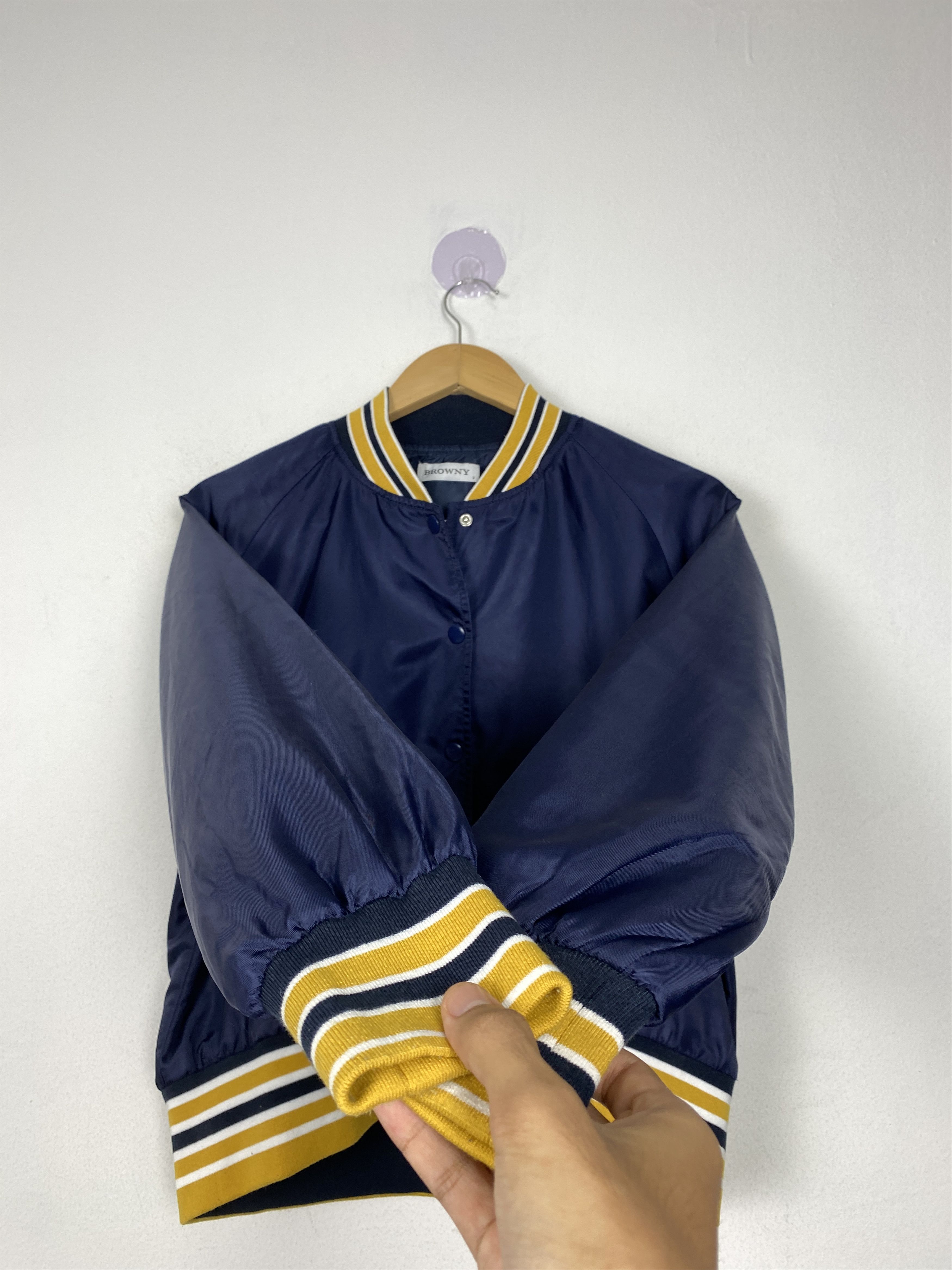 Japanese Brand Vintage Browny Button-Up Nylon Varsity Jacket Size US M / EU 48-50 / 2 - 5 Thumbnail