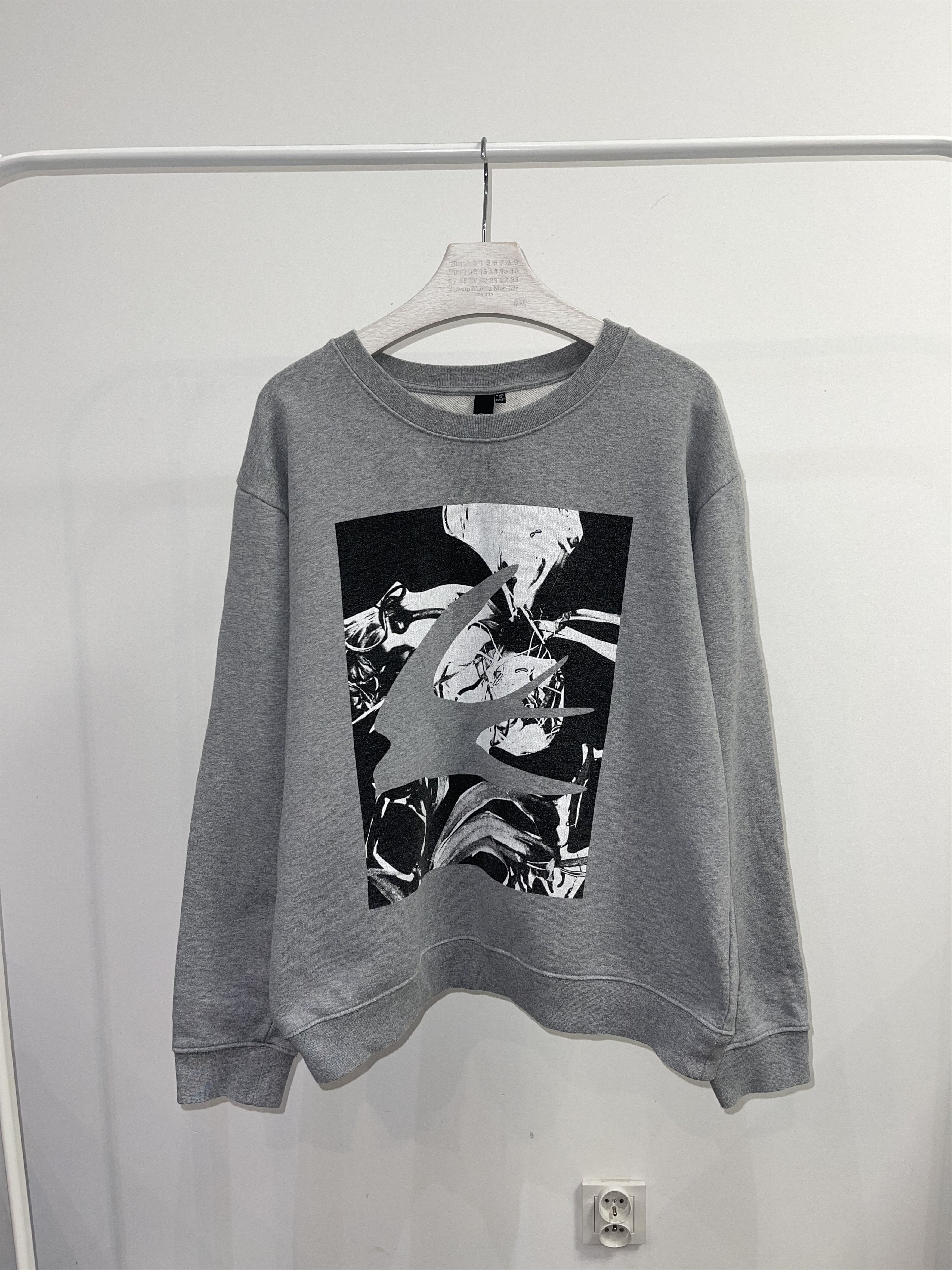 SS15 Alexander McQueen Swan Abstract Big Logo Gray Crewneck