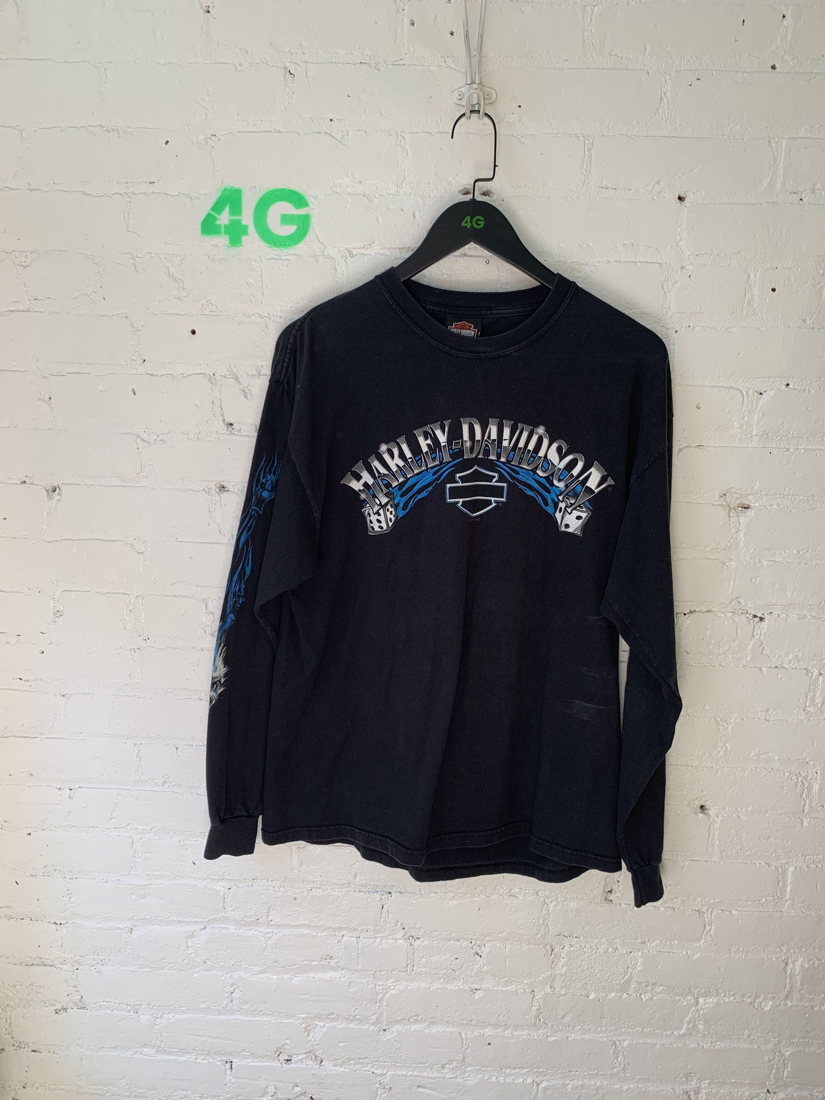VINTAGE Harley Davidson Flamed Dice Shirt 4GSELLER