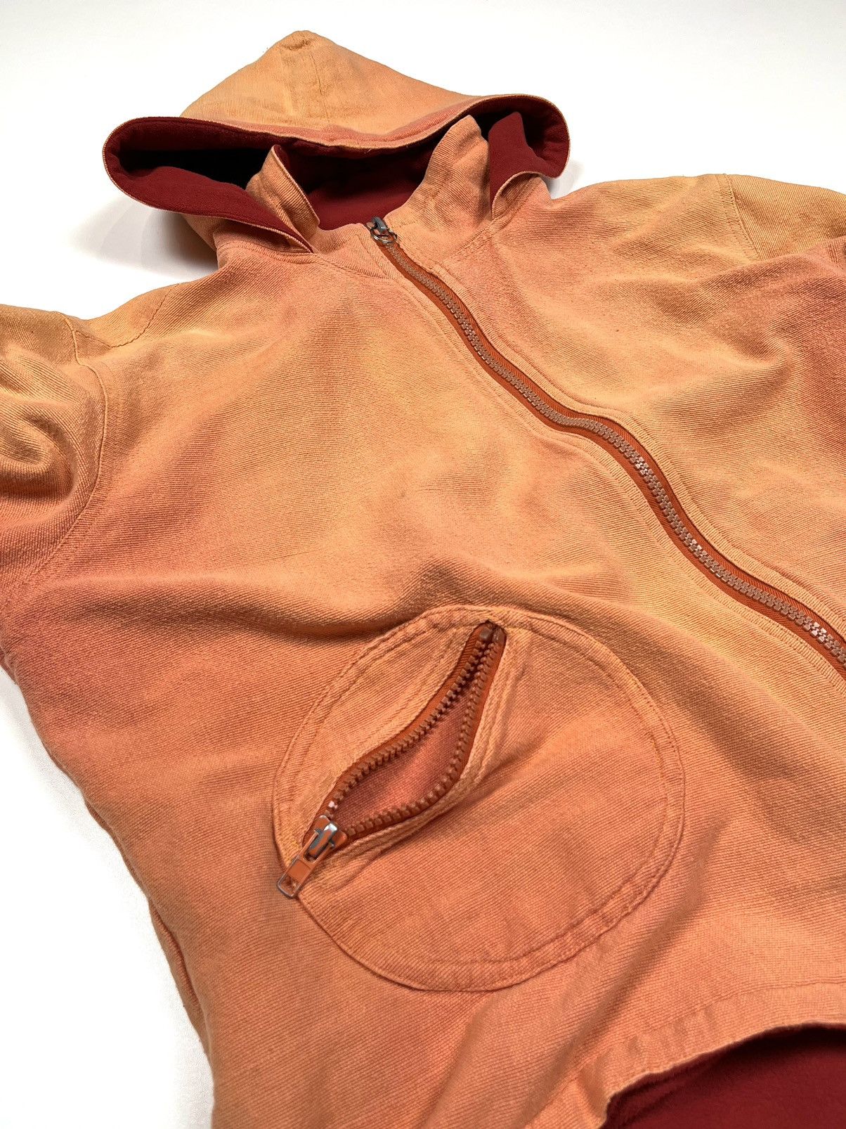Other Vintage Asymmetrical Faded Peach Zip Hoodie Jacket Flared Size US M / EU 48-50 / 2 - 13 Thumbnail