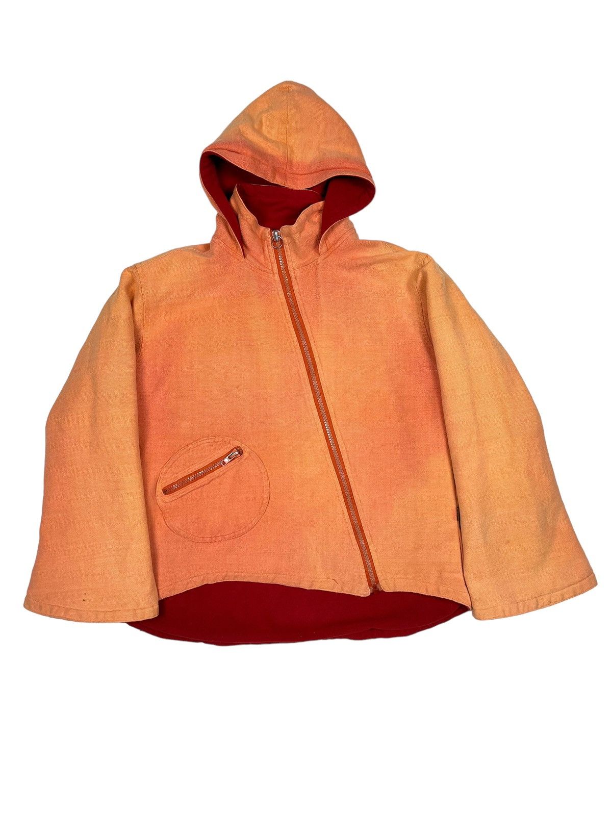 Other Vintage Asymmetrical Faded Peach Zip Hoodie Jacket Flared Size US M / EU 48-50 / 2 - 2 Thumbnail