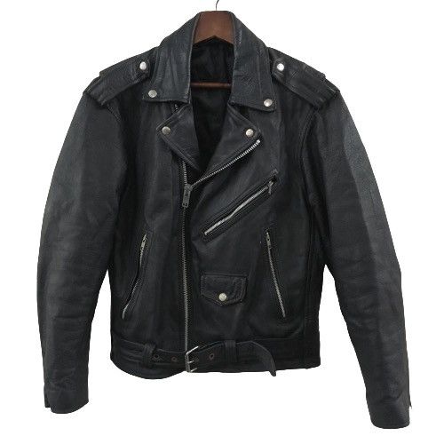 Genuine Leather Vintage Leather Jacket Double Collar Punk Style Size US S / EU 44-46 / 1 - 1 Thumbnail