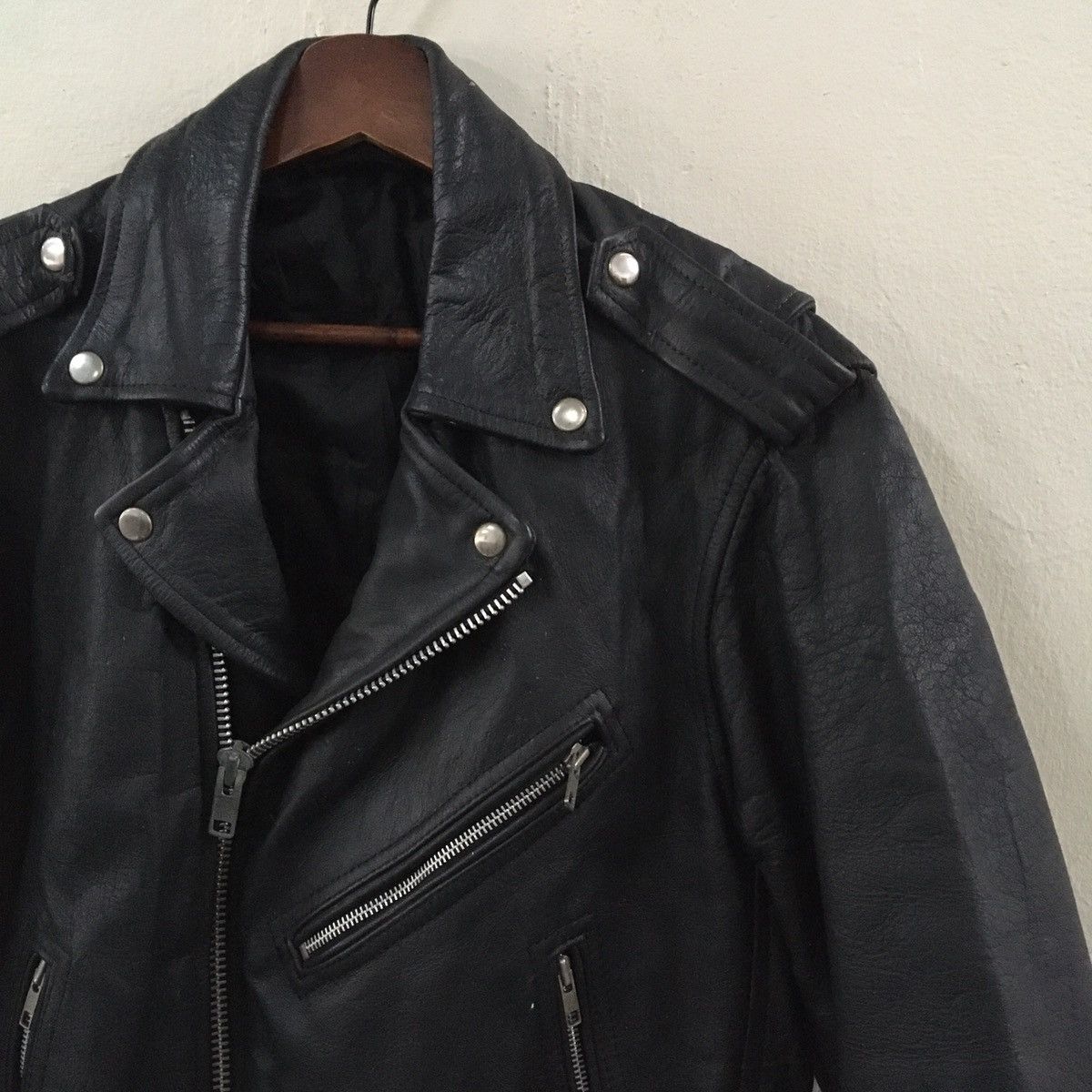 Genuine Leather Vintage Leather Jacket Double Collar Punk Style Size US S / EU 44-46 / 1 - 2 Thumbnail