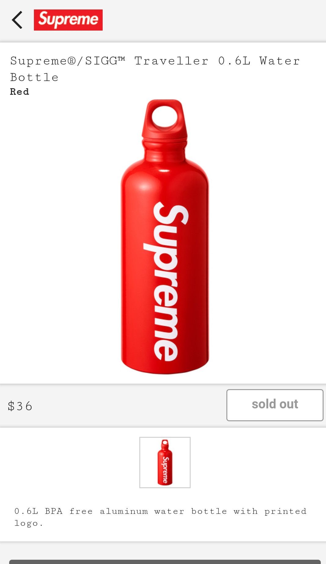 Supreme SIGG Traveller 0.6L Water Bottle | Grailed