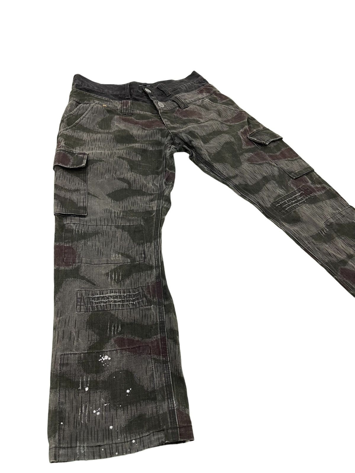 Japanese Brand Double Waist Cargo Camo Power to the People Tapered 3🟦8 Size US 32 / EU 48 - 2 Thumbnail