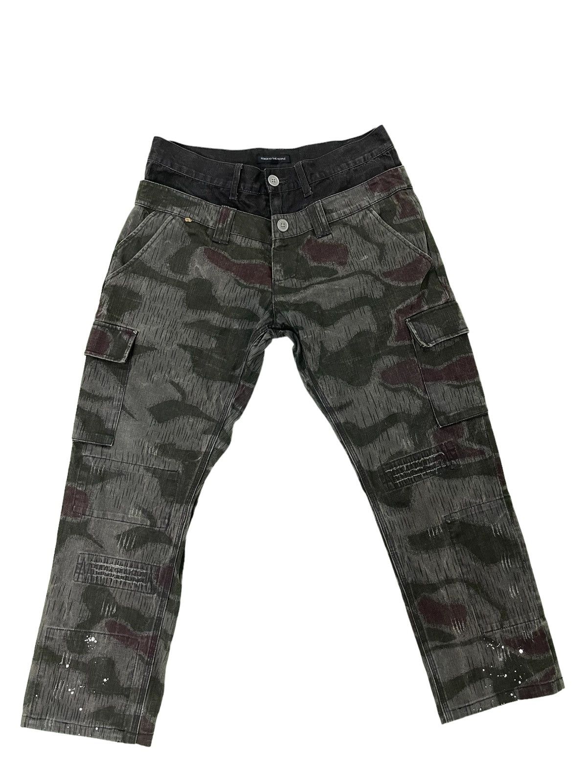 Japanese Brand Double Waist Cargo Camo Power to the People Tapered 3🟦8 Size US 32 / EU 48 - 1 Thumbnail