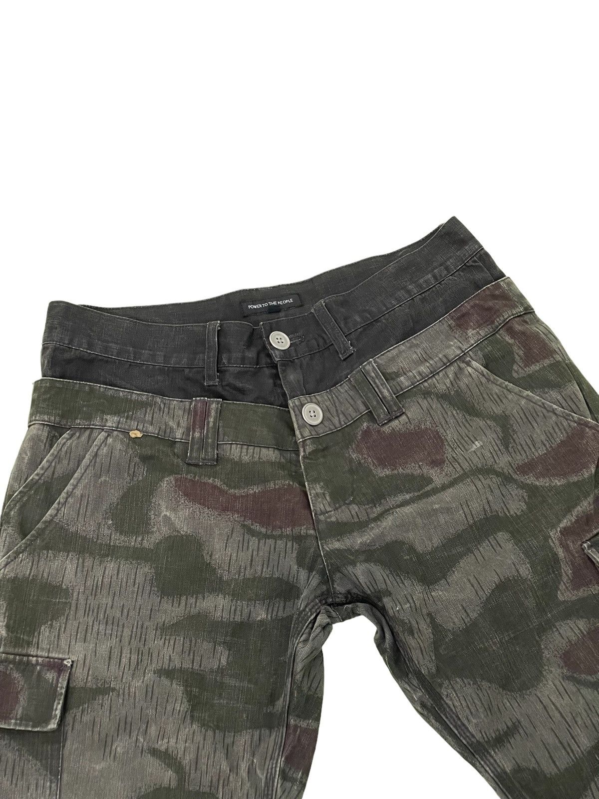 Japanese Brand Double Waist Cargo Camo Power to the People Tapered 3🟦8 Size US 32 / EU 48 - 8 Thumbnail