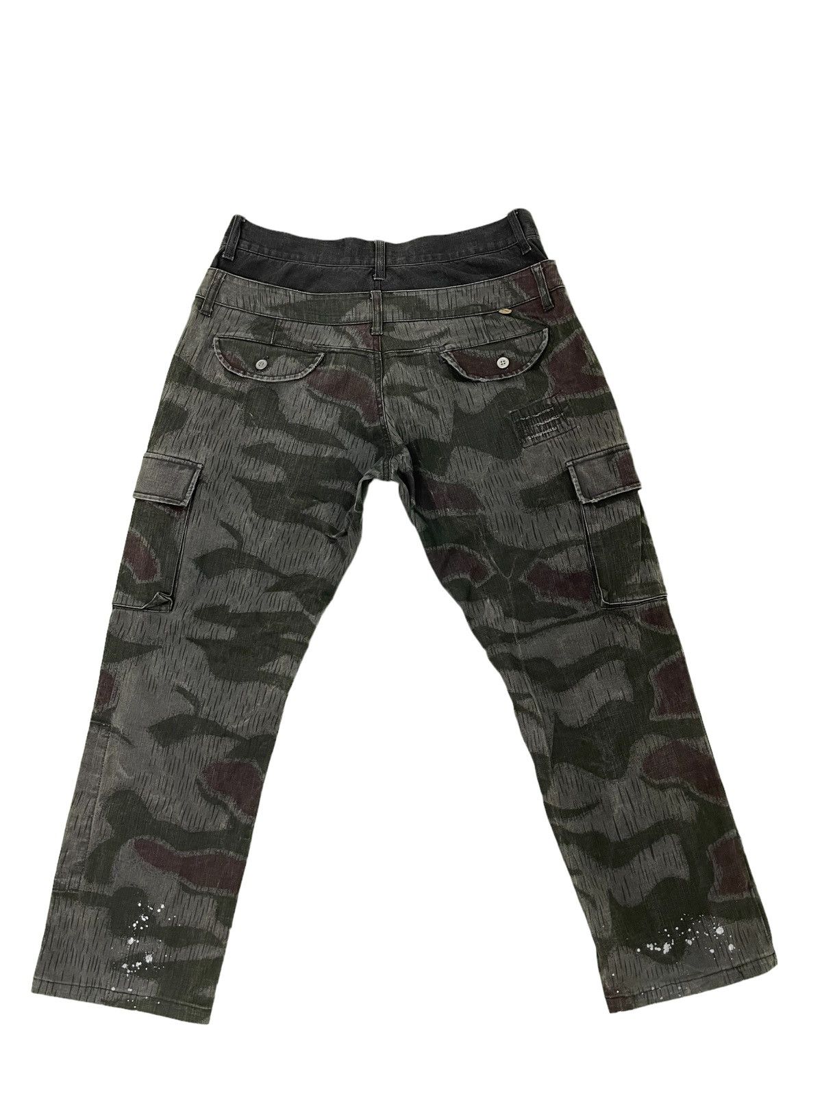 Japanese Brand Double Waist Cargo Camo Power to the People Tapered 3🟦8 Size US 32 / EU 48 - 11 Thumbnail