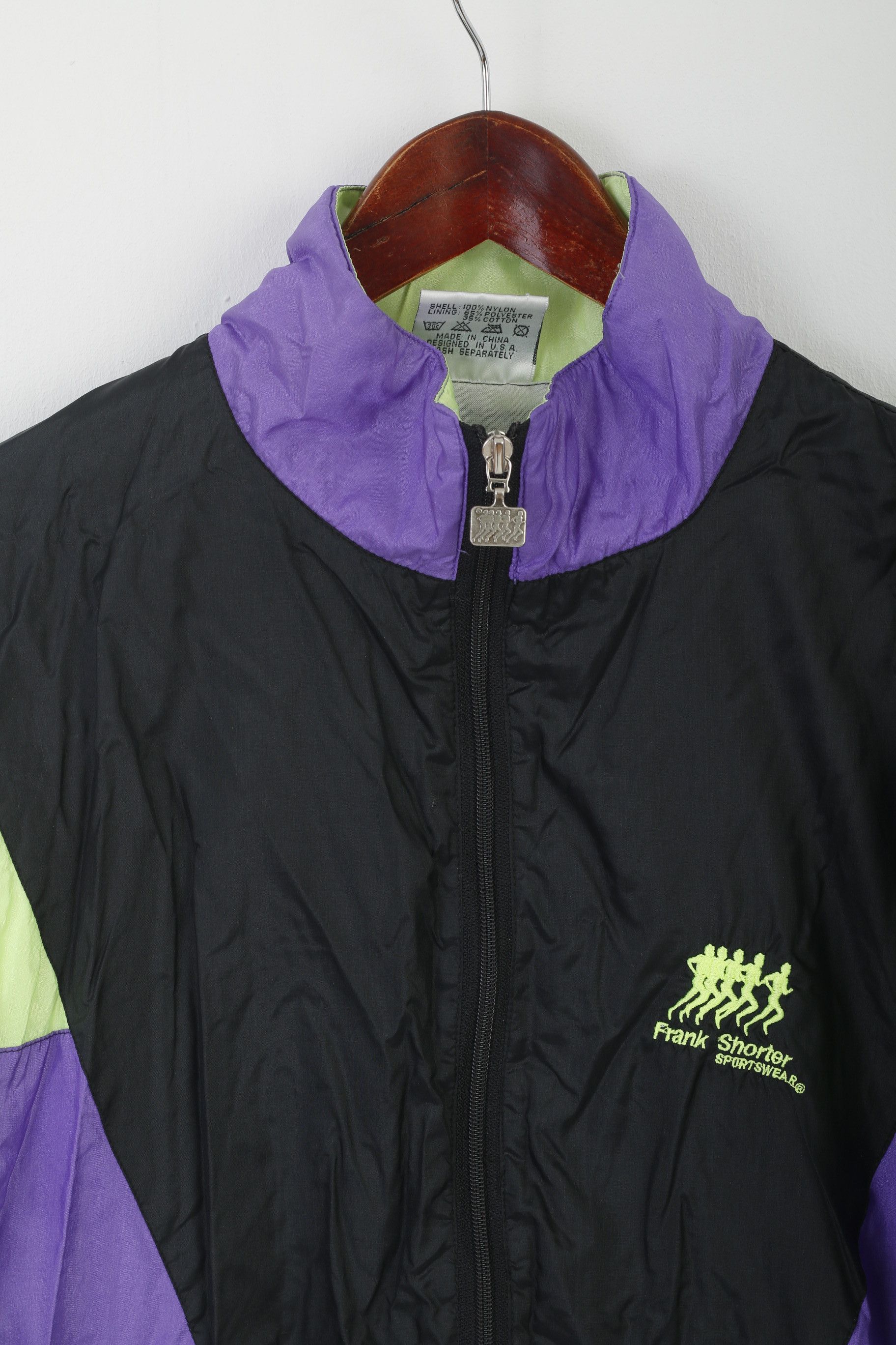 Vintage Frank Shorter Women M Jacket Black Nylon Shiny 8514 Size M / US 6-8 / IT 42-44 - 2 Thumbnail