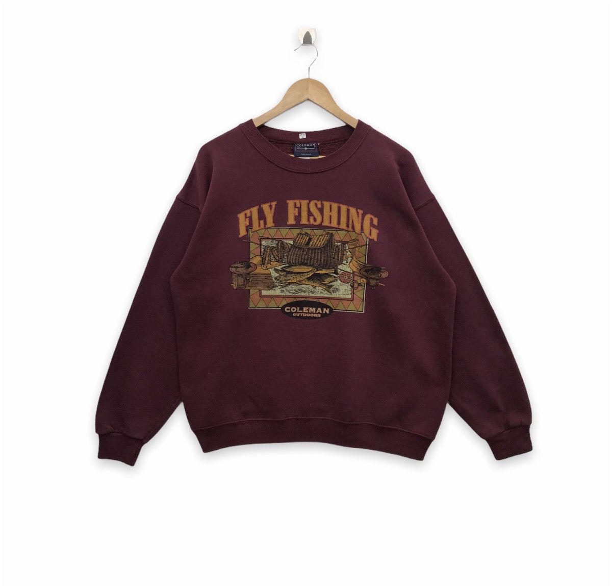 image of Vintage Coleman Outdoor Sweatshirt in Maroon, Men's (Size Medium)