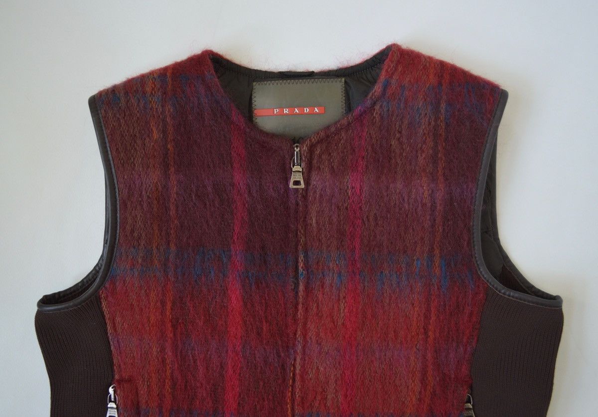 Prada Burgundy Check Mohair Utility Vest Size S / US 4 / IT 40 - 4 Thumbnail