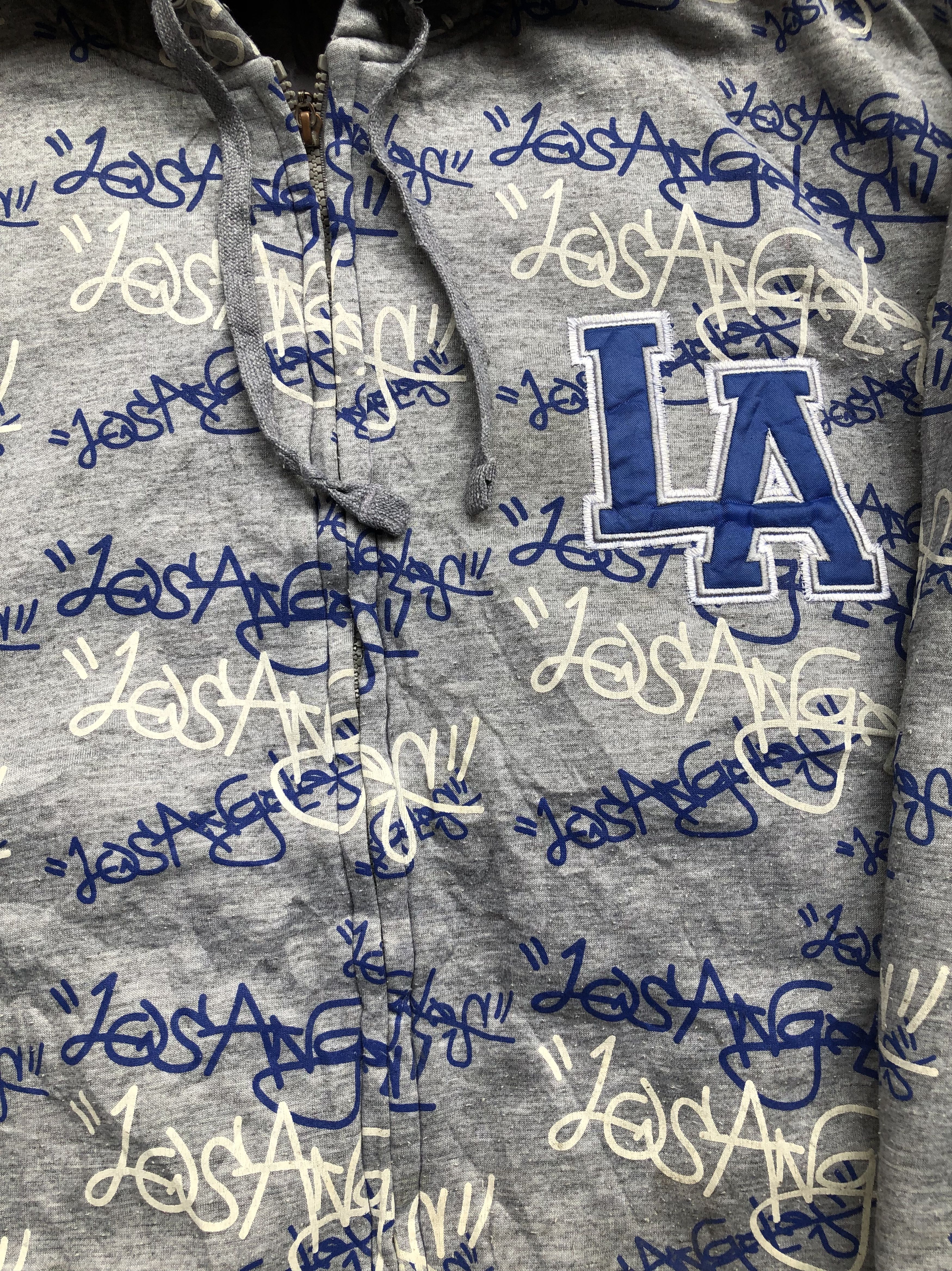 MLB RARE VINTAGE DISTRESSED LOS ANGELES FULLPRINT ZIPPER HOODIE Size US XL / EU 56 / 4 - 3 Thumbnail