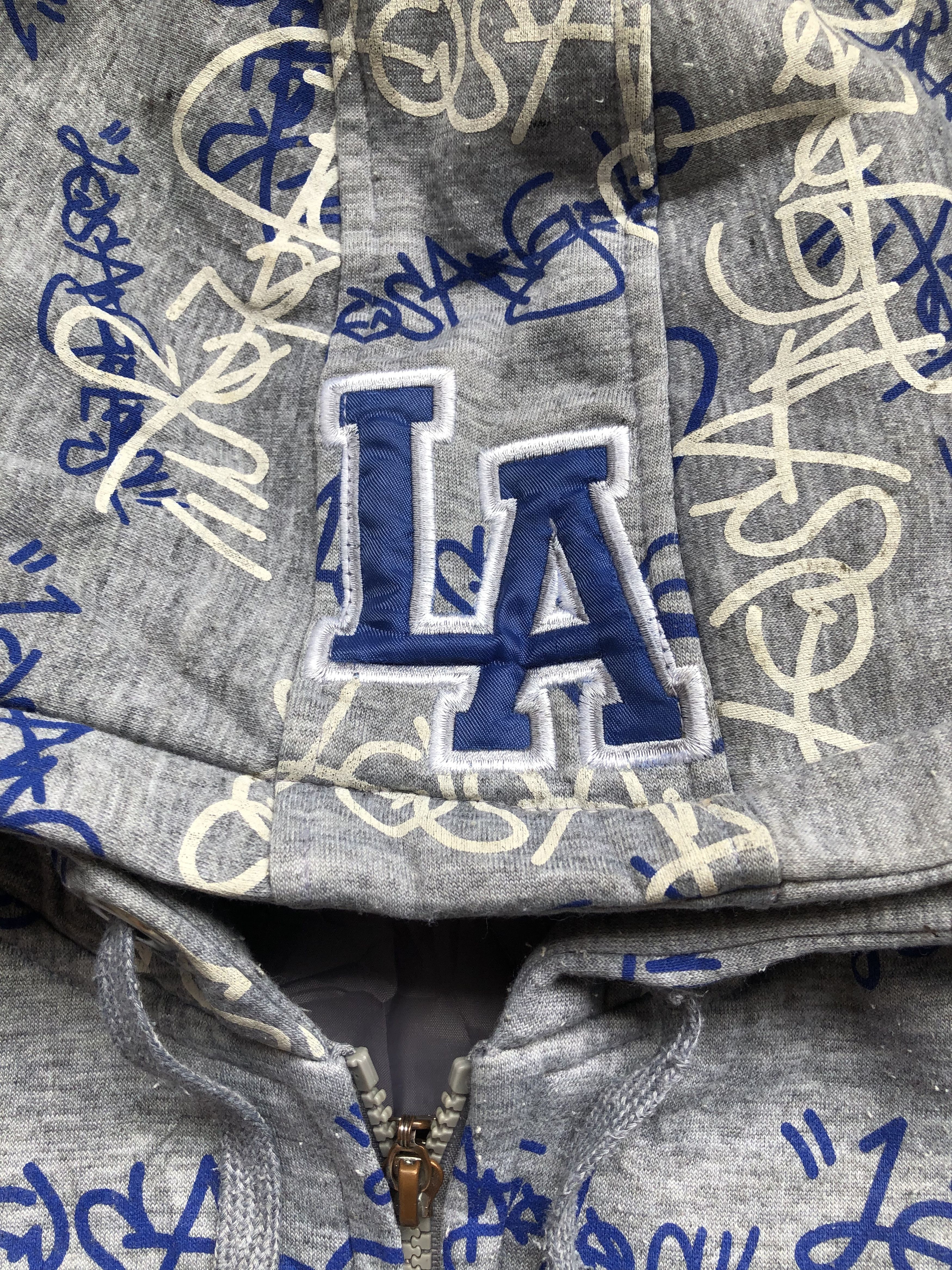 MLB RARE VINTAGE DISTRESSED LOS ANGELES FULLPRINT ZIPPER HOODIE Size US XL / EU 56 / 4 - 5 Thumbnail