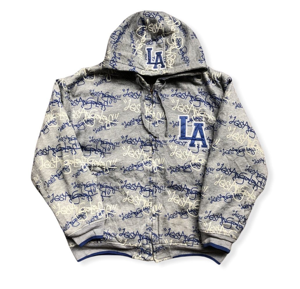 MLB RARE VINTAGE DISTRESSED LOS ANGELES FULLPRINT ZIPPER HOODIE Size US XL / EU 56 / 4 - 1 Thumbnail