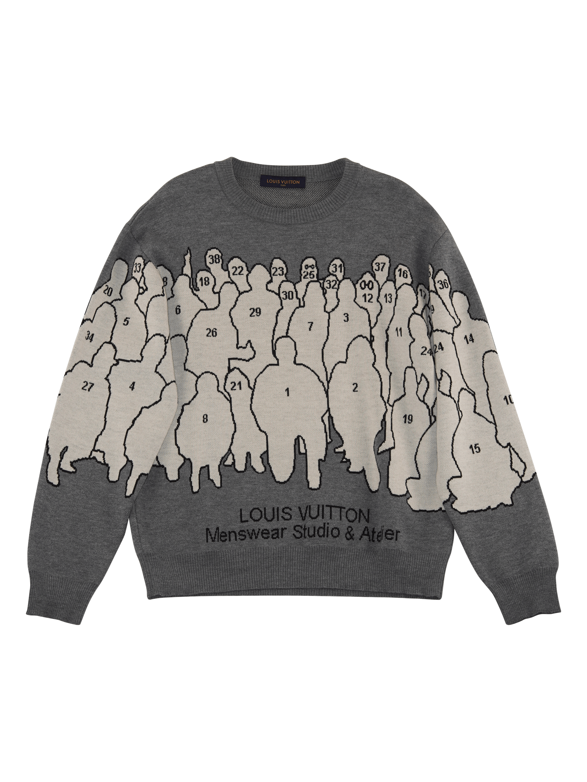 Image of Louis Vuitton Virgil Abloh Studio Jaquard Crewneck in Grey, Men's (Size XL)