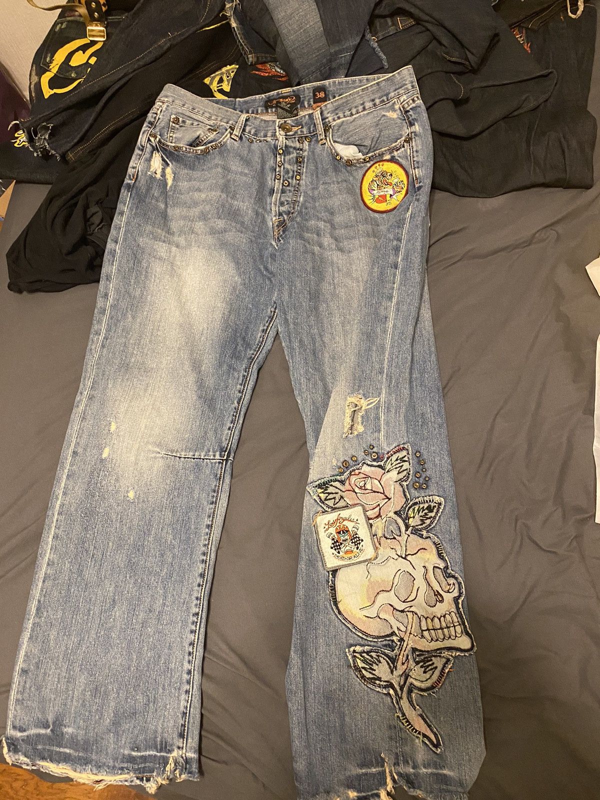 Ed Hardy Vintage Washed Blue Denim Street Jeans Washed Denim