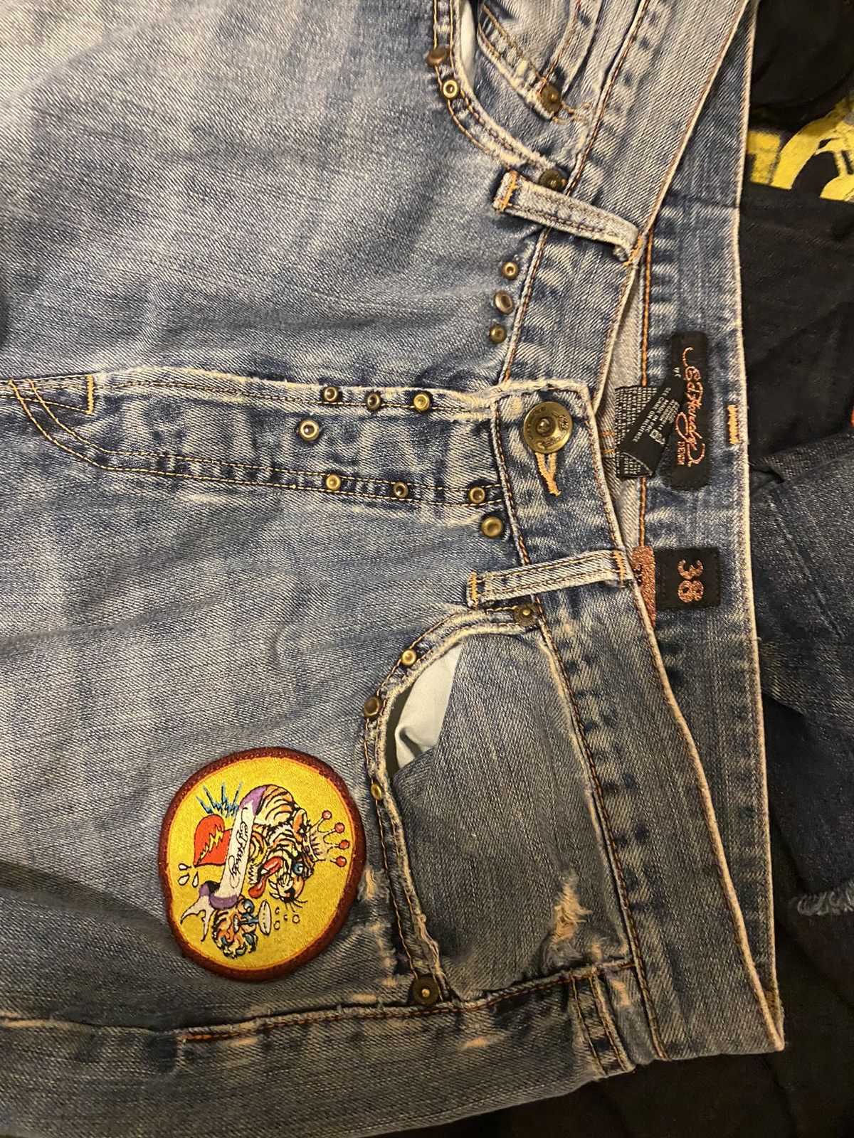 Ed Hardy Ed Hardy Vintage Washed Blue Denim Street Jeans Washed Denim Size US 38 / EU 54 - 2 Thumbnail