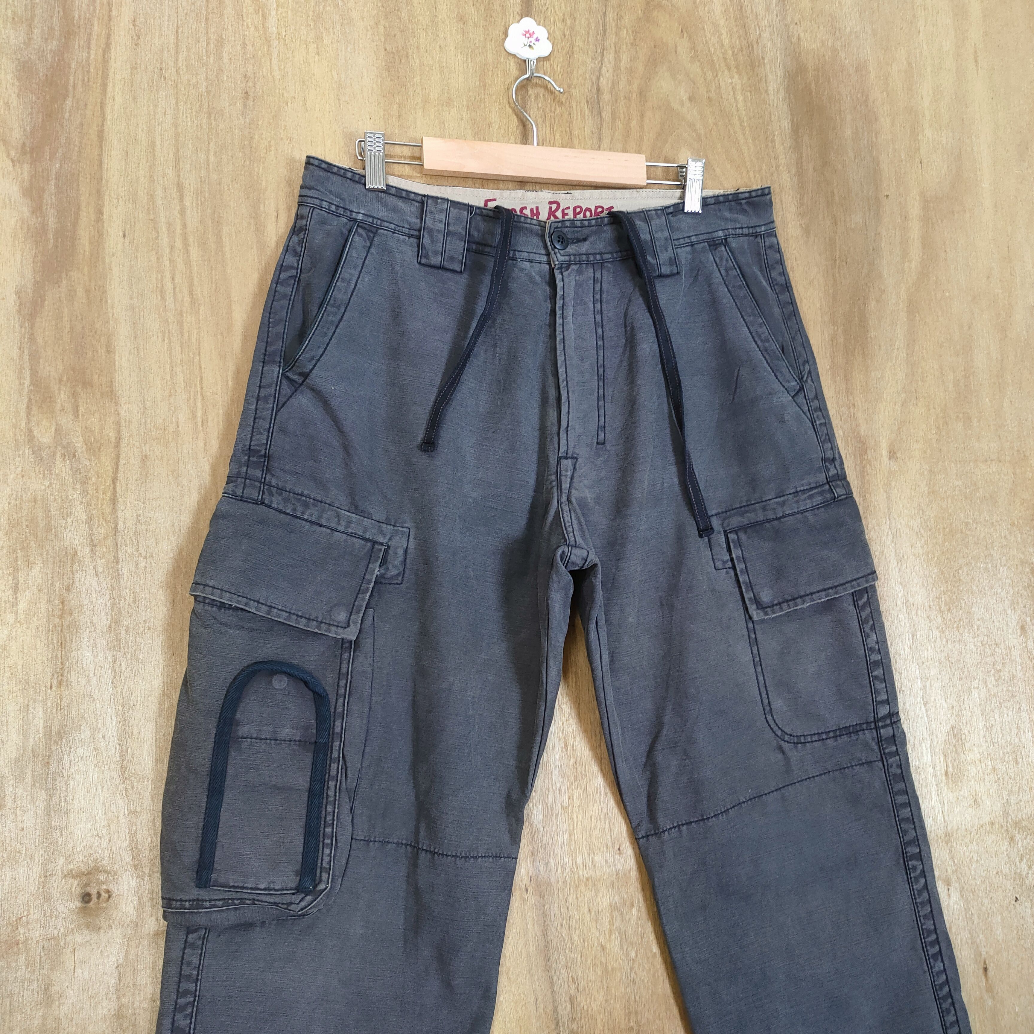 Japanese Brand VINTAGE FLASH REPORT BLACK CARGO PANTS Size US 34 / EU 50 - 4 Thumbnail