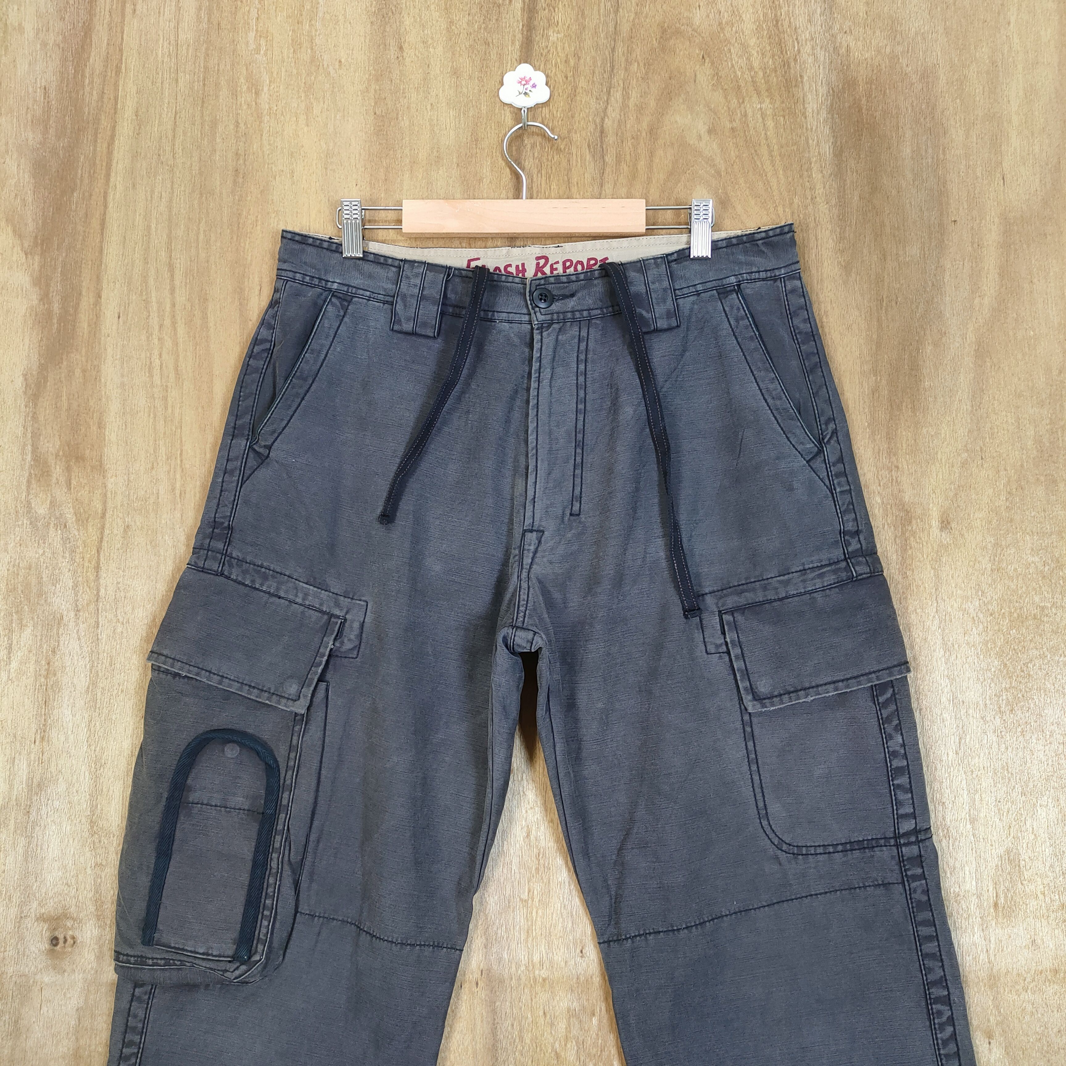 Japanese Brand VINTAGE FLASH REPORT BLACK CARGO PANTS Size US 34 / EU 50 - 2 Thumbnail