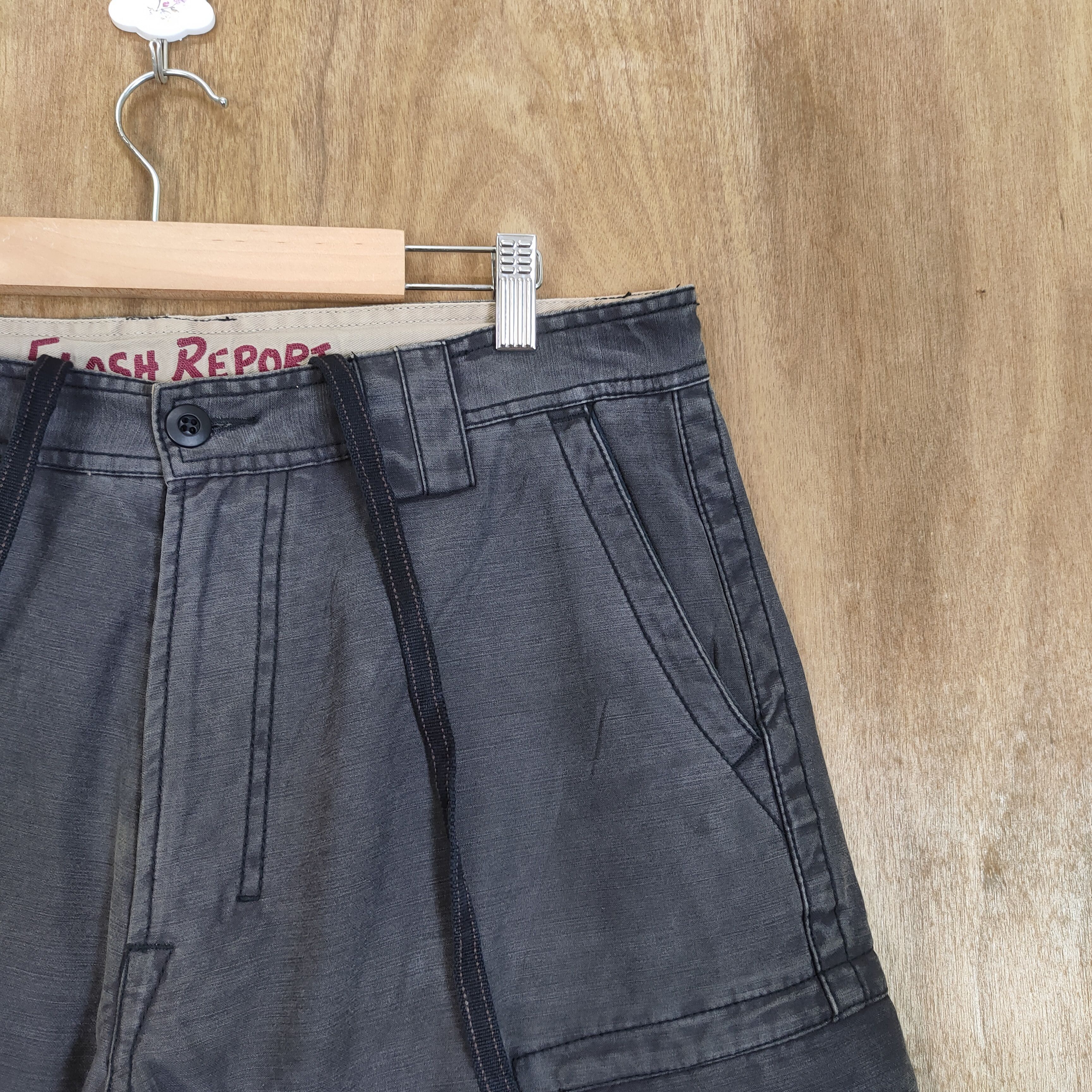 Japanese Brand VINTAGE FLASH REPORT BLACK CARGO PANTS Size US 34 / EU 50 - 6 Thumbnail