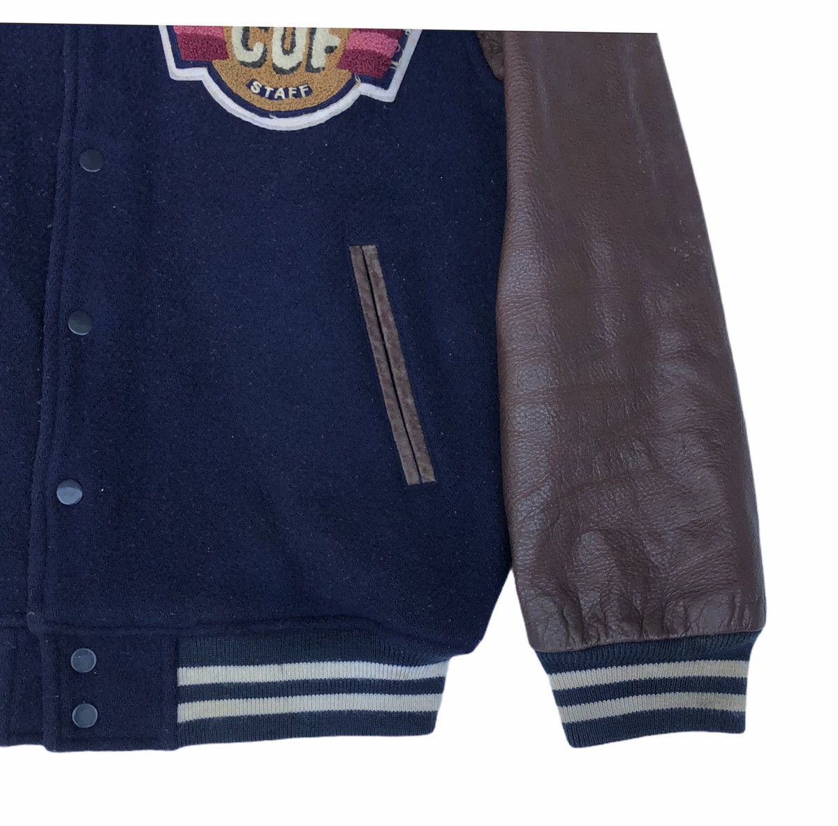 Japanese Brand Vintage C. U. F Staff Team Leather Sleeve Varsity Jacket Size US M / EU 48-50 / 2 - 7 Thumbnail