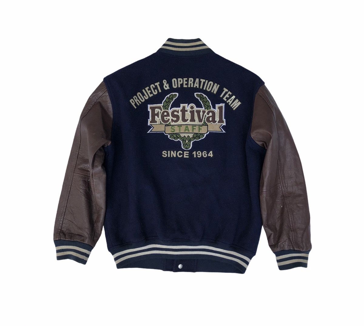 Japanese Brand Vintage C. U. F Staff Team Leather Sleeve Varsity Jacket Size US M / EU 48-50 / 2 - 4 Thumbnail