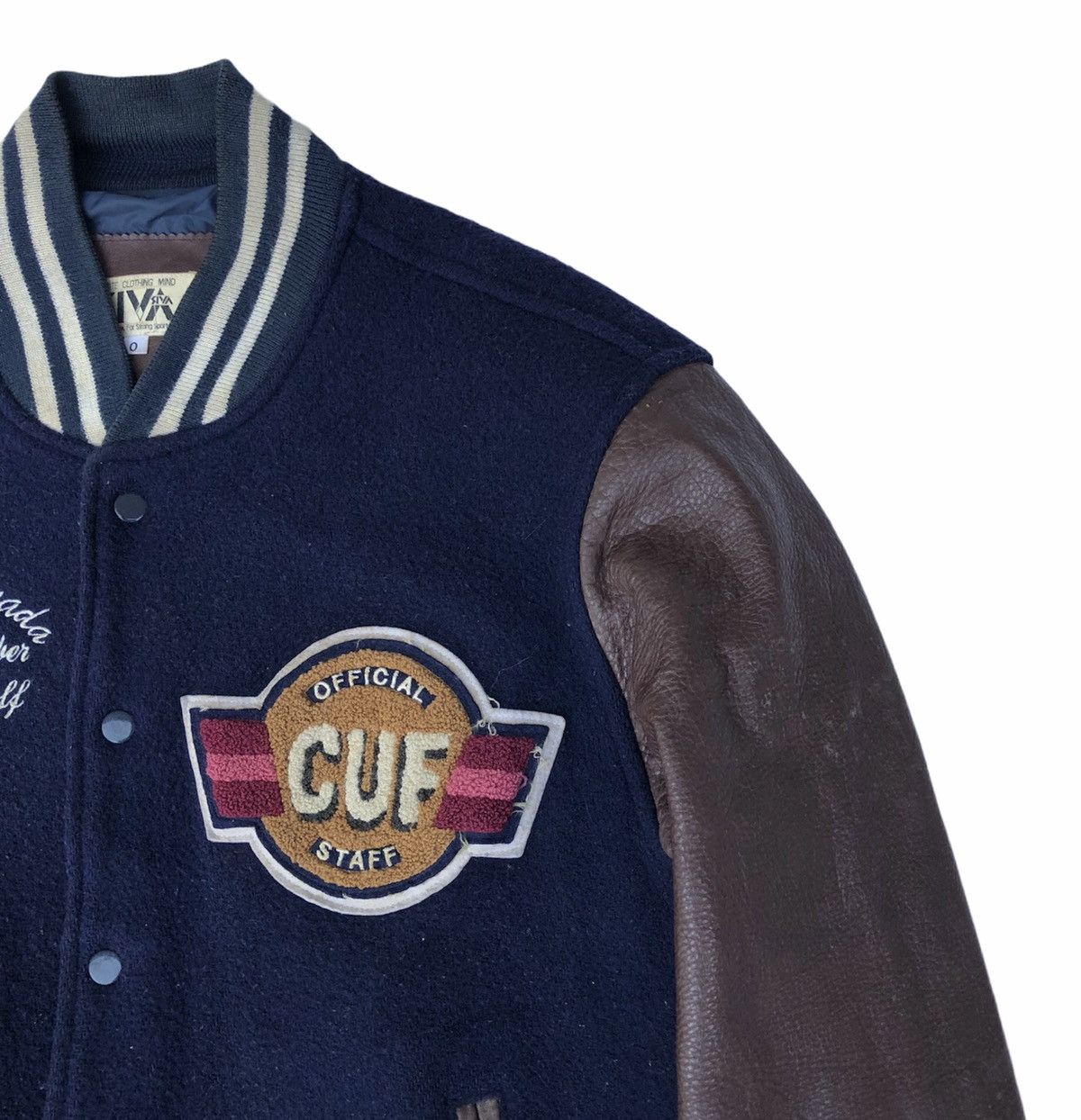 Japanese Brand Vintage C. U. F Staff Team Leather Sleeve Varsity Jacket Size US M / EU 48-50 / 2 - 6 Thumbnail