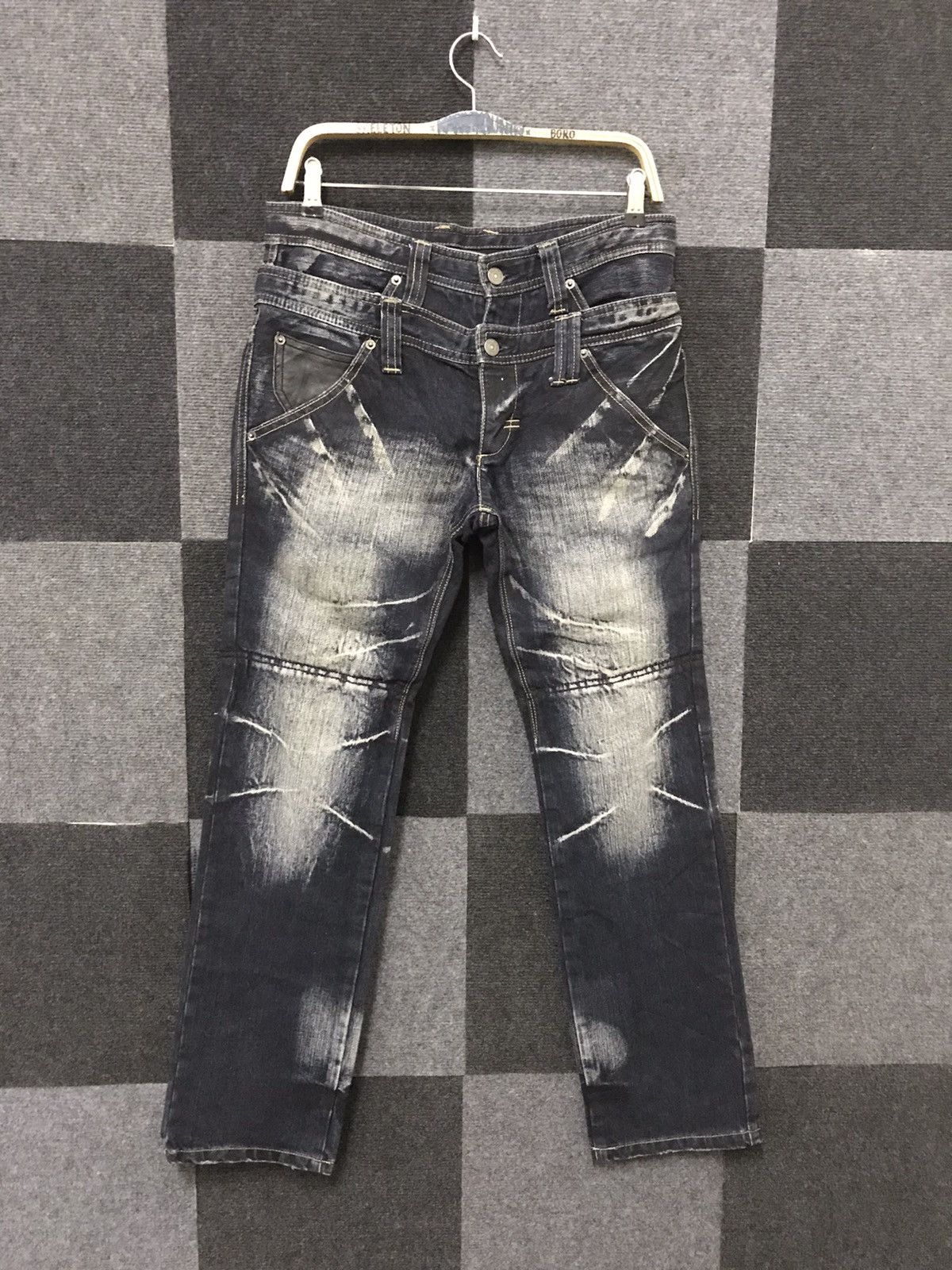 image of Ppfm Japan Double Waist Fades Streetwear Jeans in Denim, Men's (Size 31)