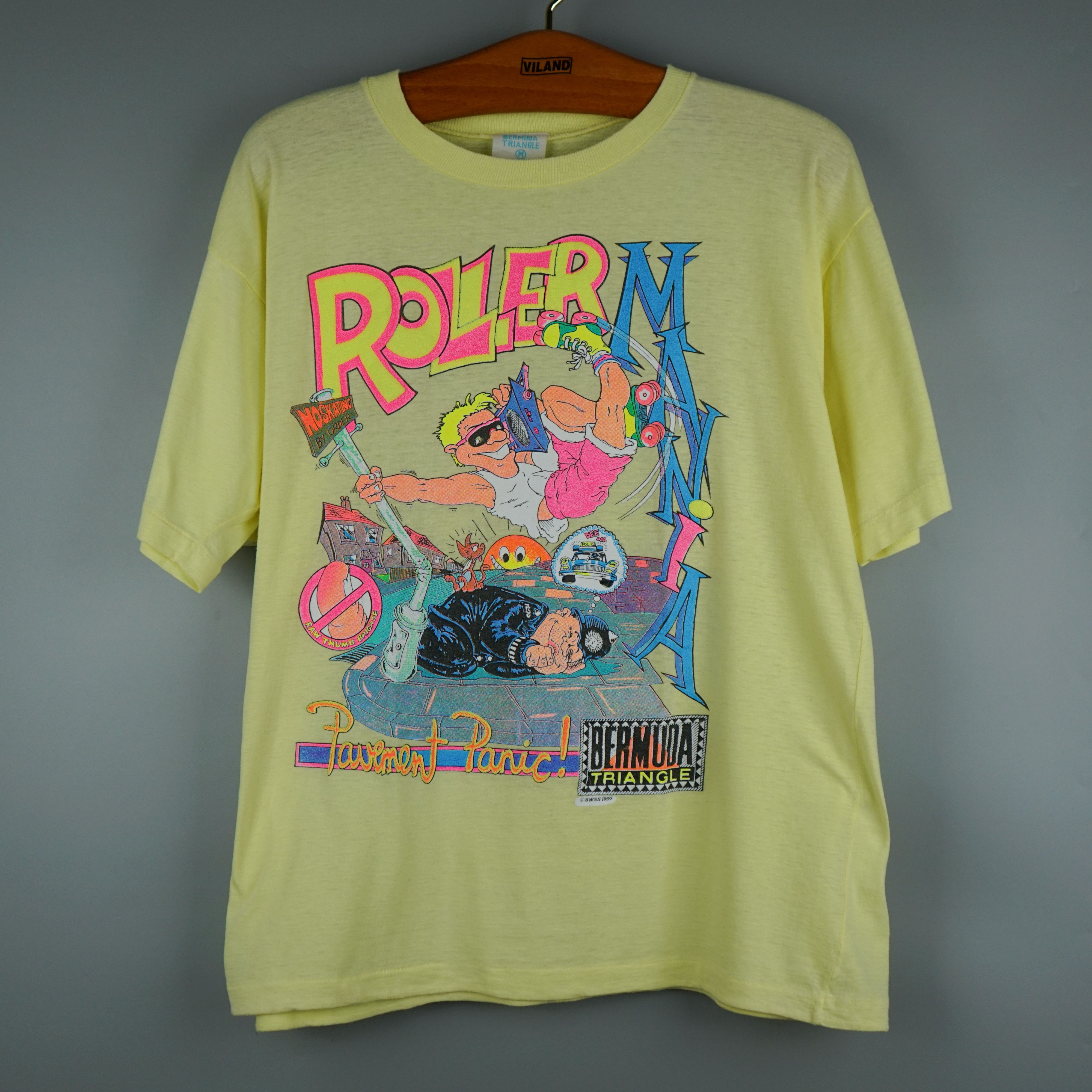 Vintage 1989 Rollermania t-shirt Bermuda Triangle Size US L / EU 52-54 / 3 - 1 Thumbnail