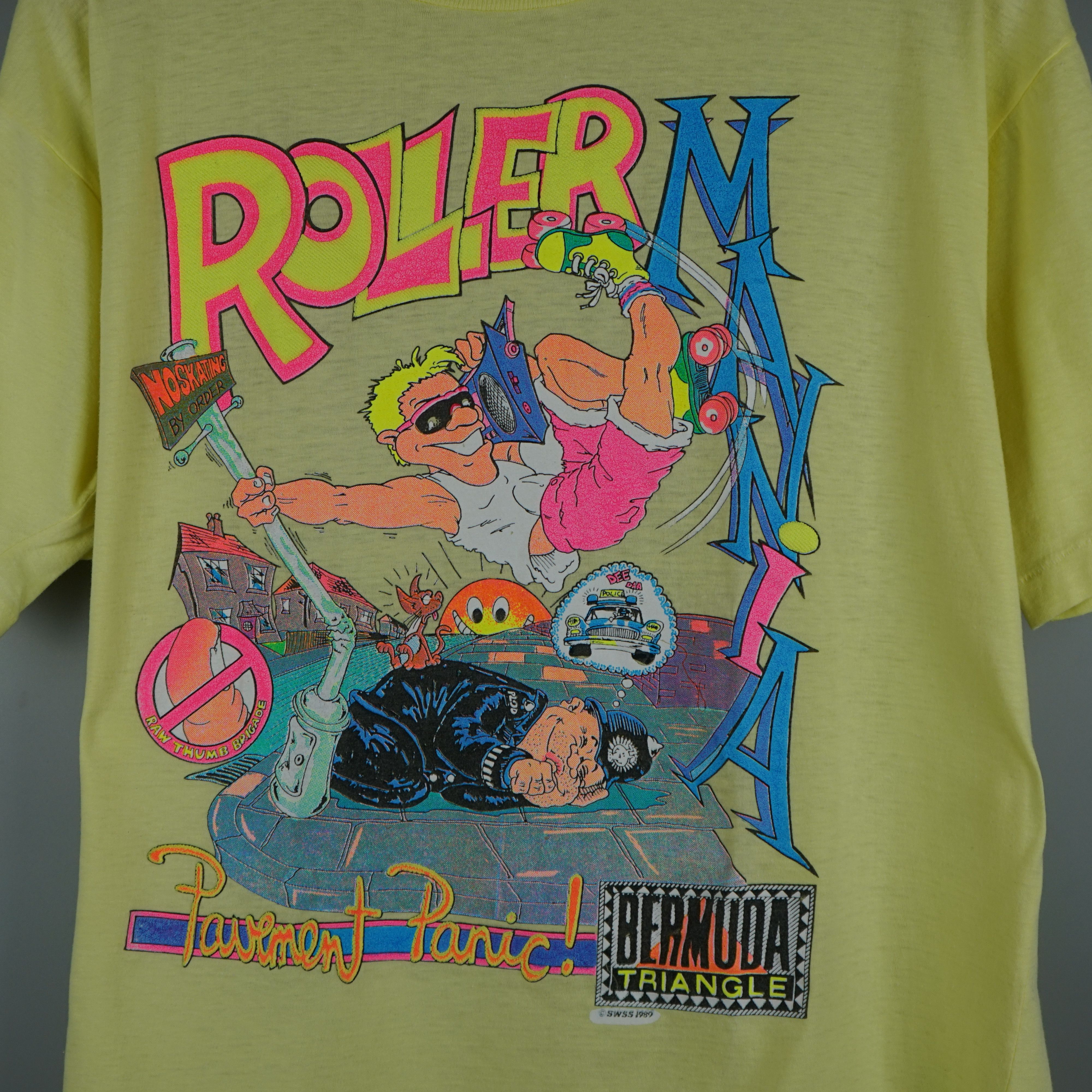 Vintage 1989 Rollermania t-shirt Bermuda Triangle Size US L / EU 52-54 / 3 - 2 Thumbnail