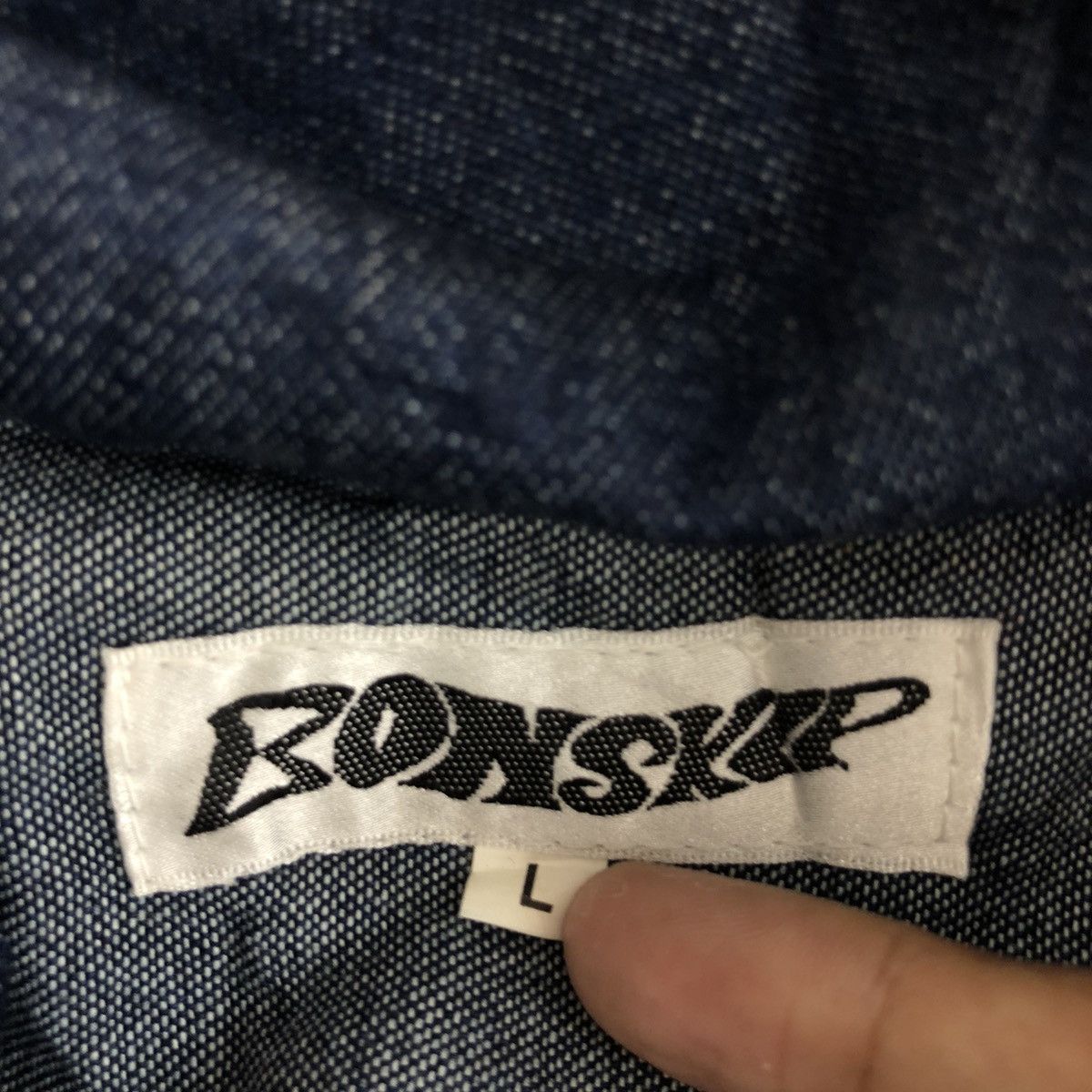 Japanese Brand Vintage BONSKIP Denim Jacket Big Logo Embroidered British Size US L / EU 52-54 / 3 - 6 Thumbnail