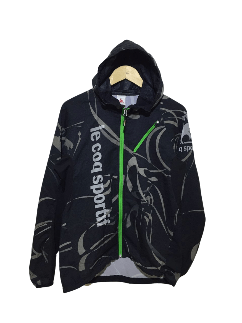 image of Le Coq Sportif Hooded Zipper Sweater in Black, Men's (Size Small)