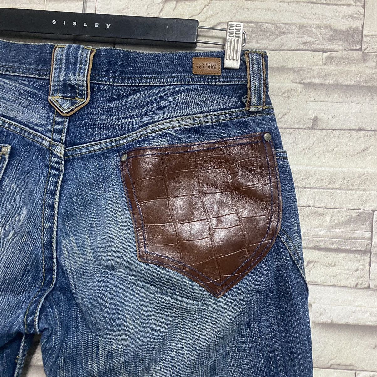 Nicole Club Nicole Club For Men Denim Distressed Leather Pocket Size US 31 - 13 Thumbnail