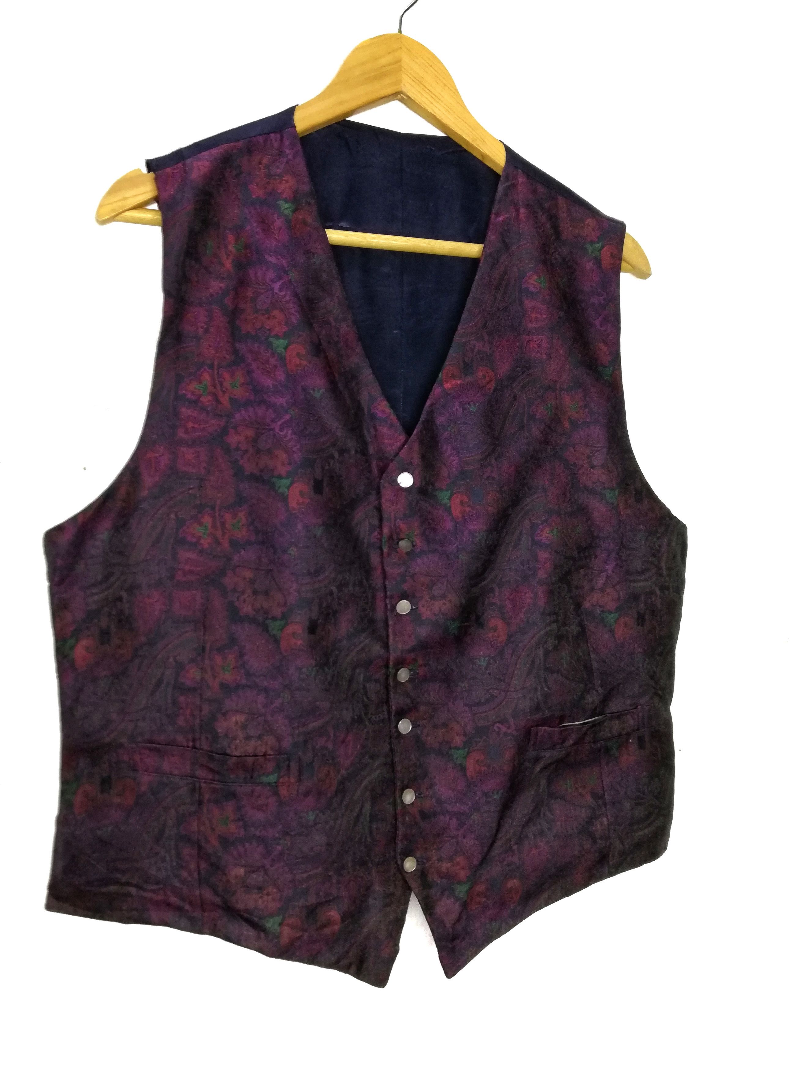 Alfred Dunhill × Vintage 🔥Made In England 🇬🇧 Dunhill Homme Flowers Pure Silk Vest Size US L / EU 52-54 / 3 - 1 Thumbnail
