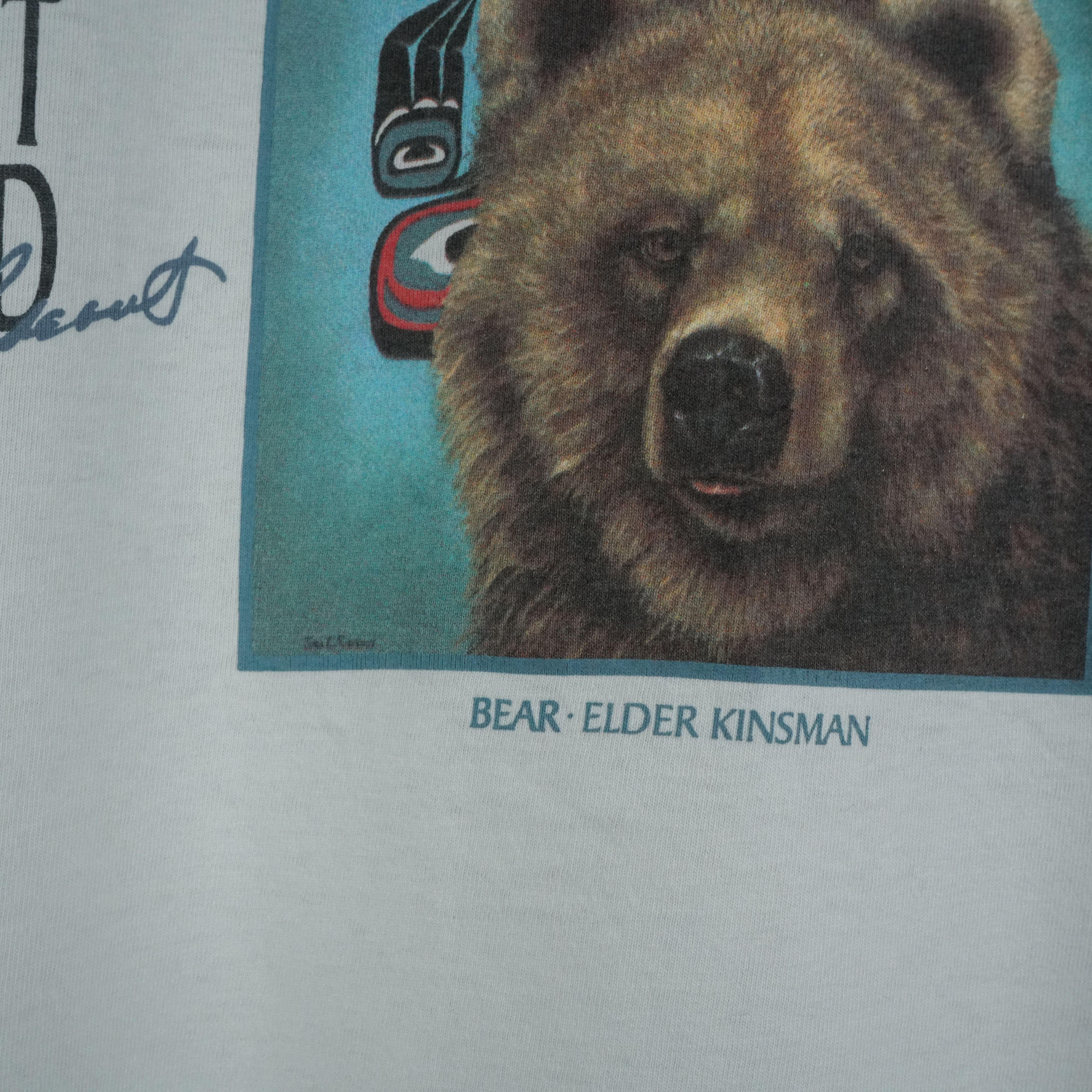 Vintage 1990s Wolf Raven Bear t-shirt Size US XL / EU 56 / 4 - 3 Thumbnail