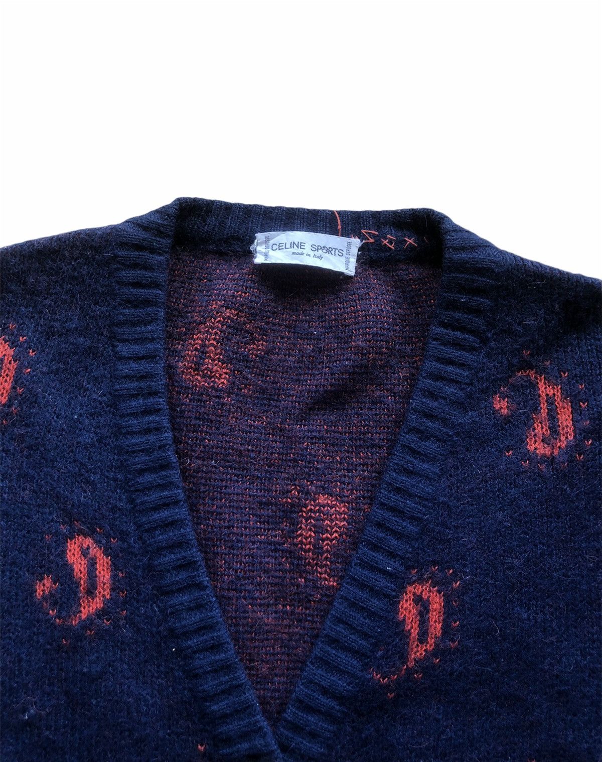 Celine 1980s Celine Paisley Wool Knitted Cardigan Size S / US 4 / IT 40 - 2 Thumbnail