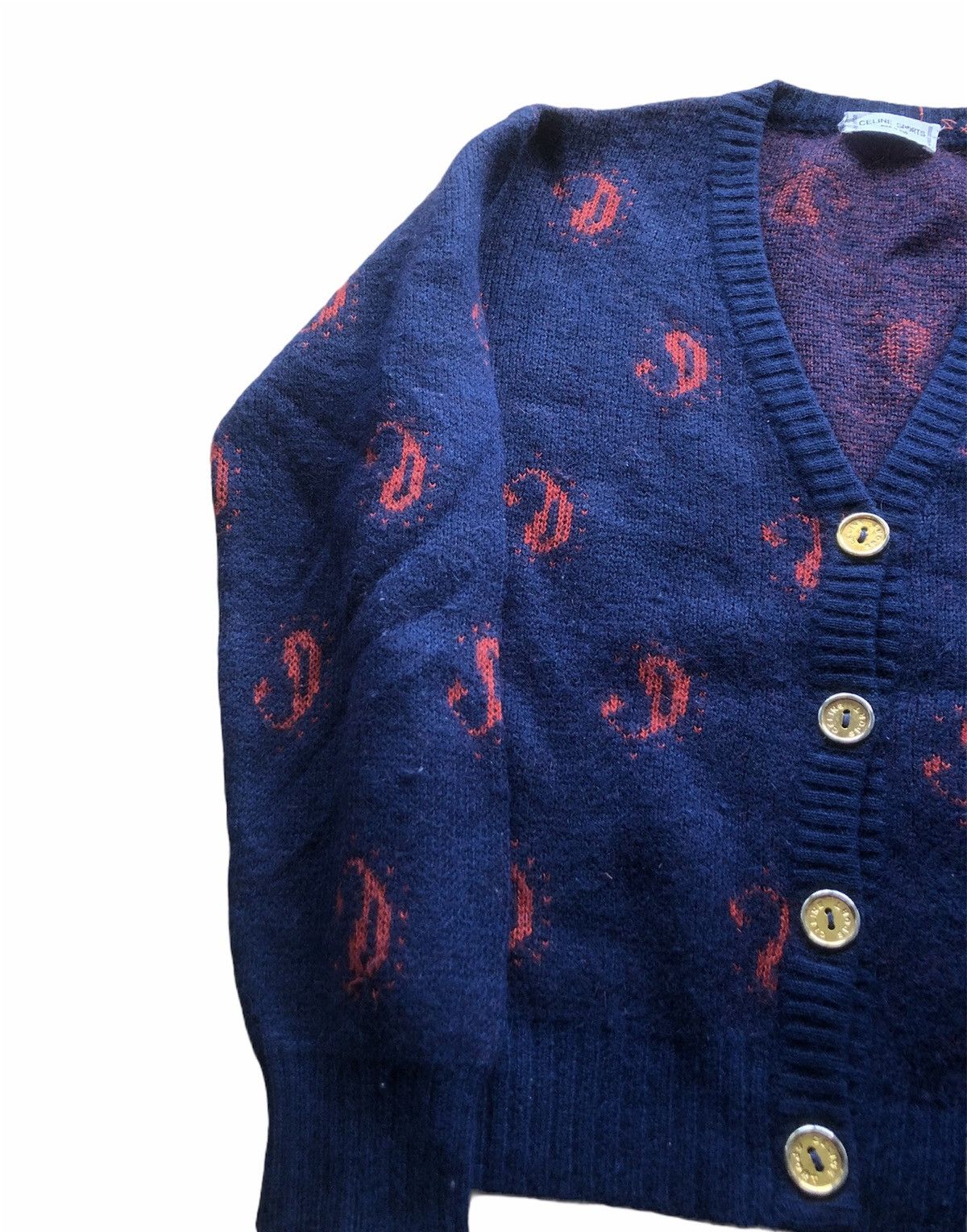 Celine 1980s Celine Paisley Wool Knitted Cardigan Size S / US 4 / IT 40 - 4 Thumbnail