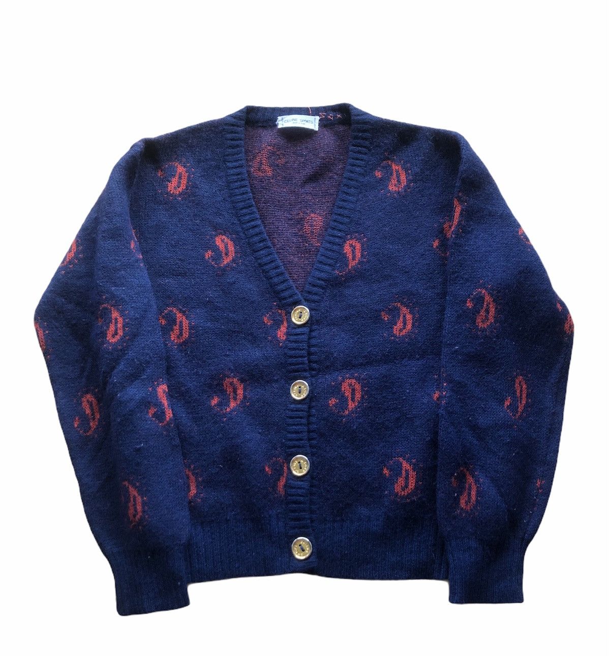 Celine 1980s Celine Paisley Wool Knitted Cardigan Size S / US 4 / IT 40 - 1 Thumbnail
