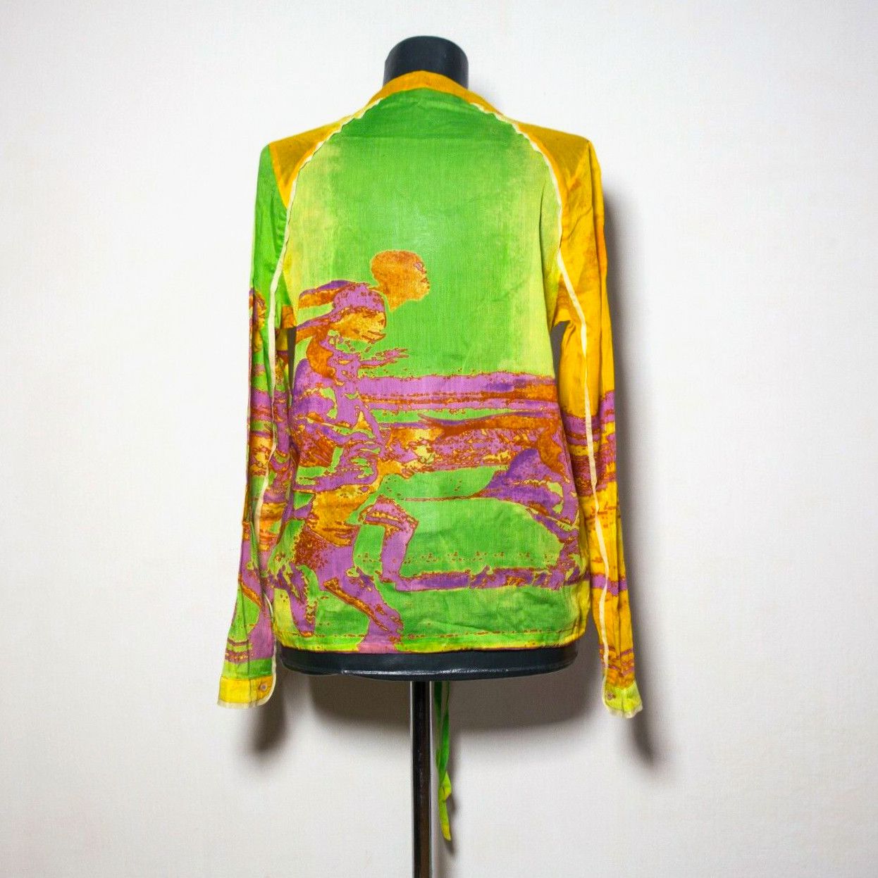 Prada 🔴 PRADA Shirt Long Sleeve Print Multicolor Yellow Sport Size S / US 4 / IT 40 - 1 Thumbnail
