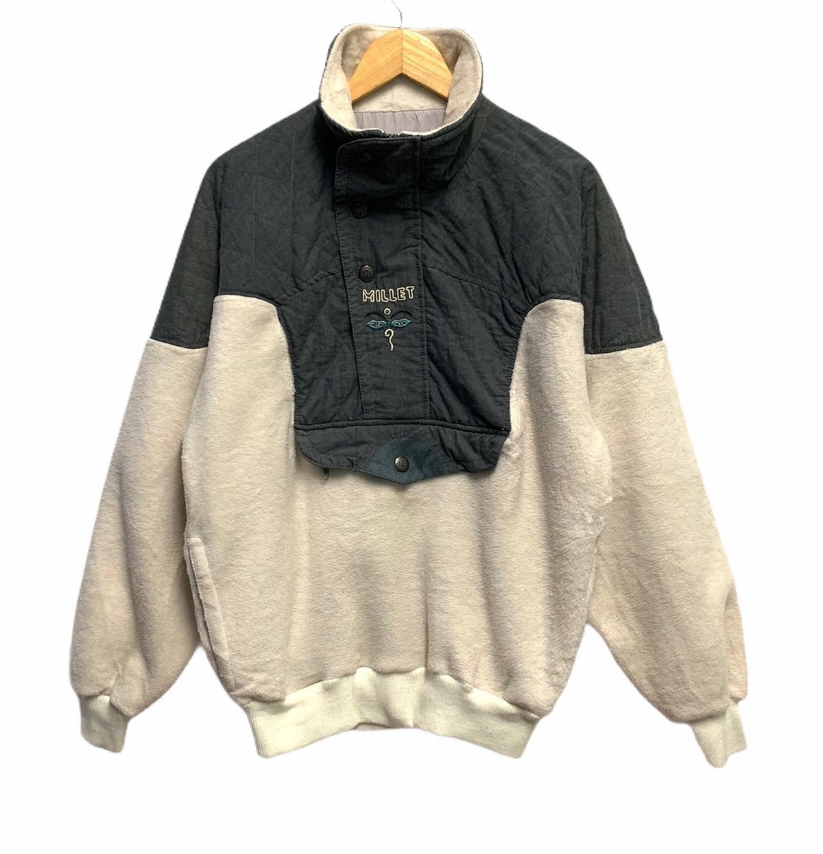 image of Mizuno x Sports Specialties Millet Fleece Pullover Vintage Sweaters/jacket in White (Size Medium)