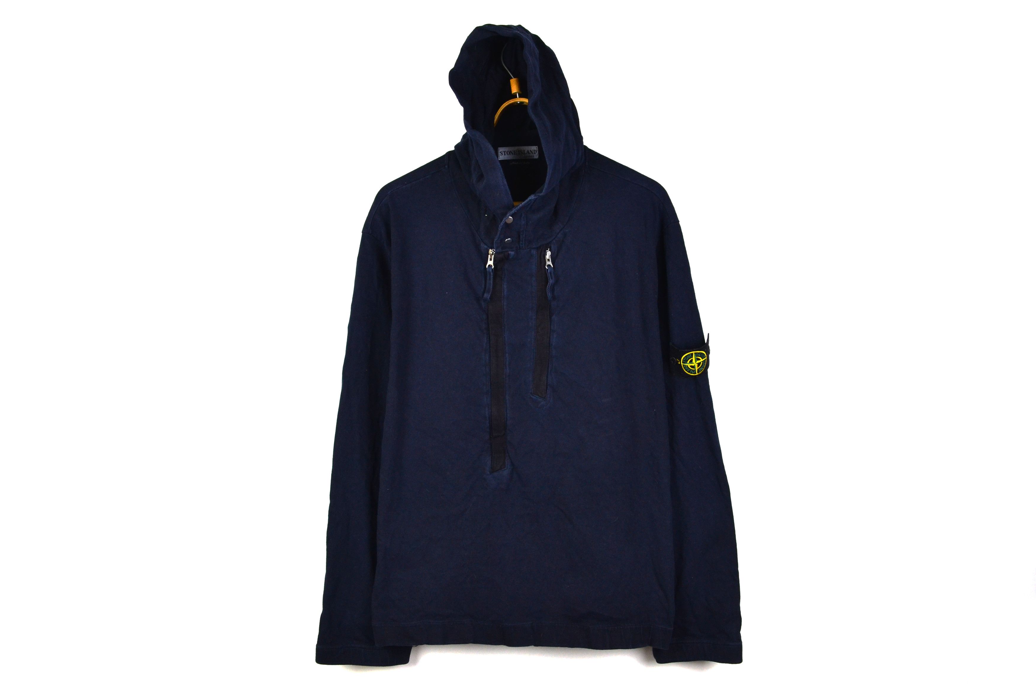 Pre-owned Blue X Stone Island Hoodie Zip Sweater Mask In Navy