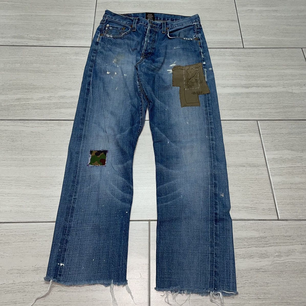 image of Selfedge x True Religion Flared / Boot Cut Selvedge Patch Denim in Blue, Men's (Size 31)